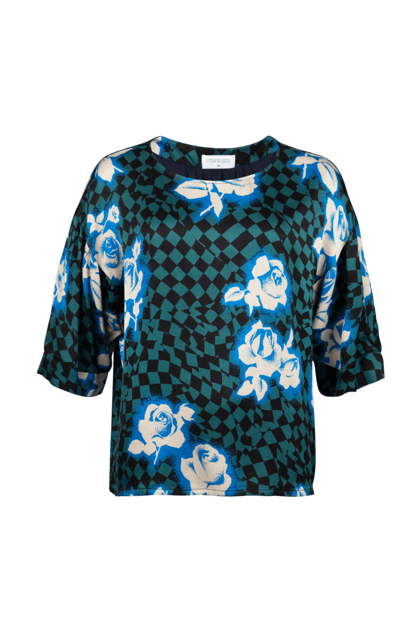 BLOUSE IN UNIEKE PRINT MET BOOTHALS (9578) - Four Roses