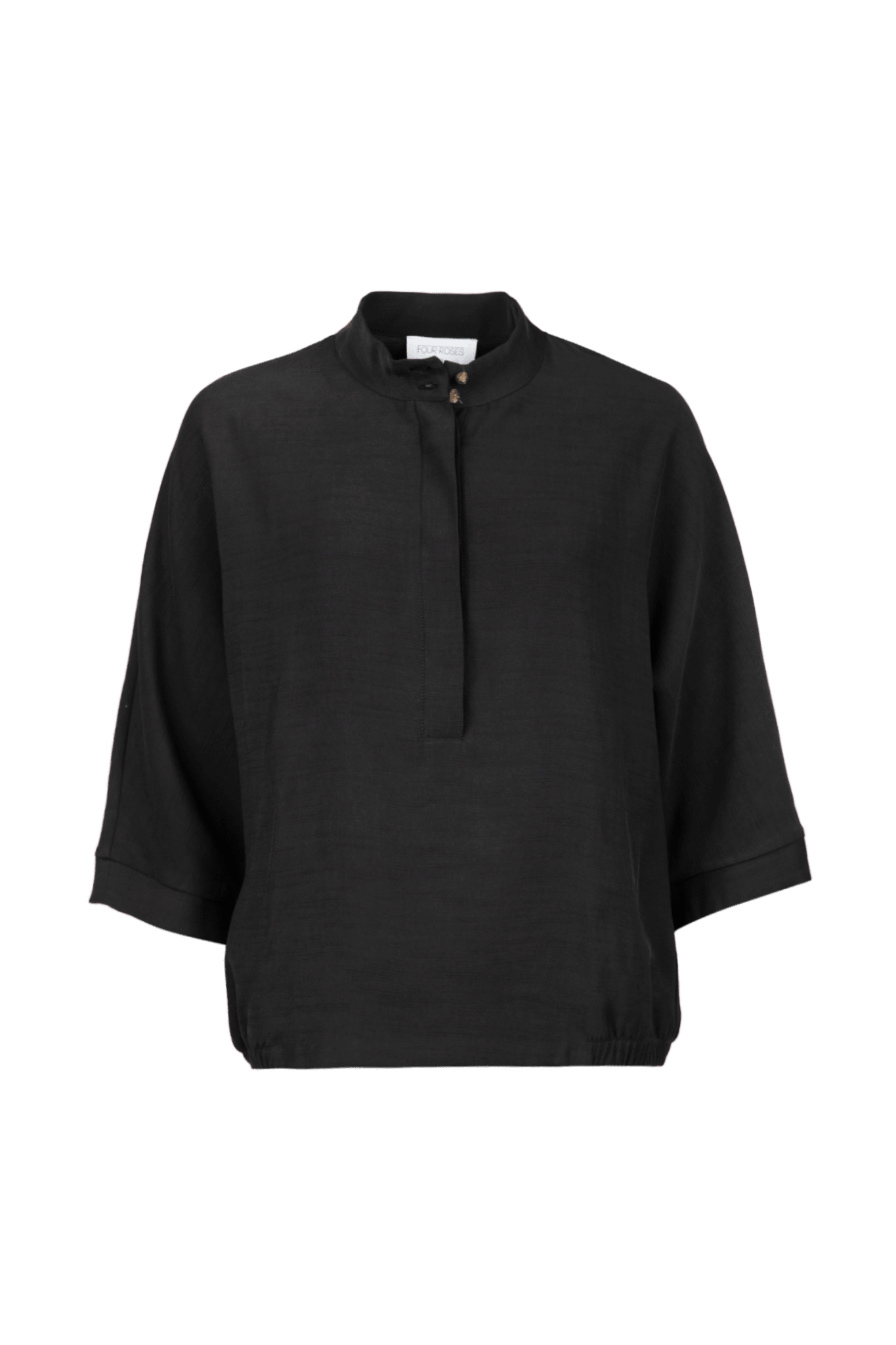 BLOUSE MET DRIEKWARTMOUW EN OPSTAANDE KRAAG (9656) - Four Roses