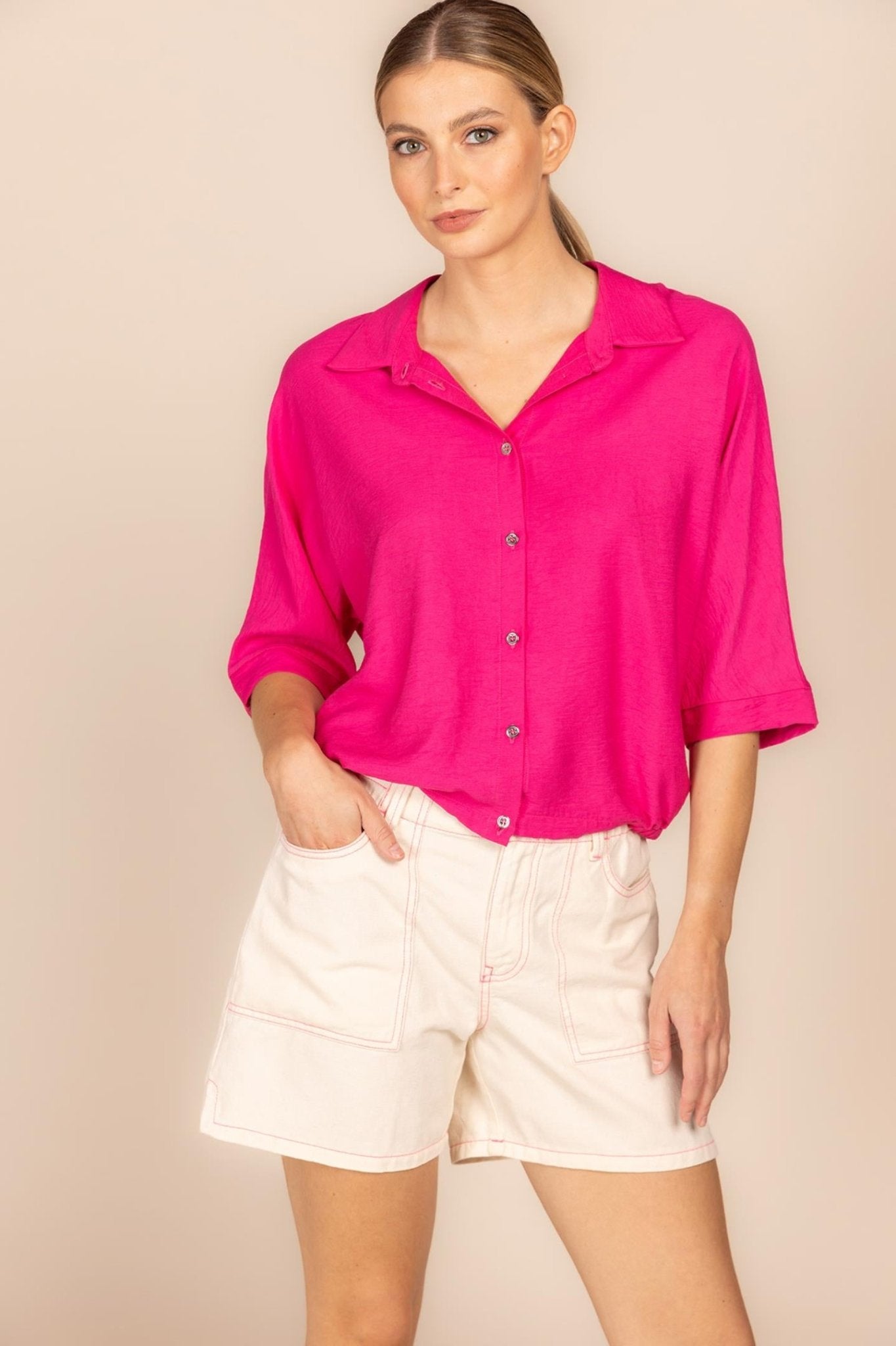 BLOUSE MET ELASTIEK IN DE TAILLE (9135) - Four Roses