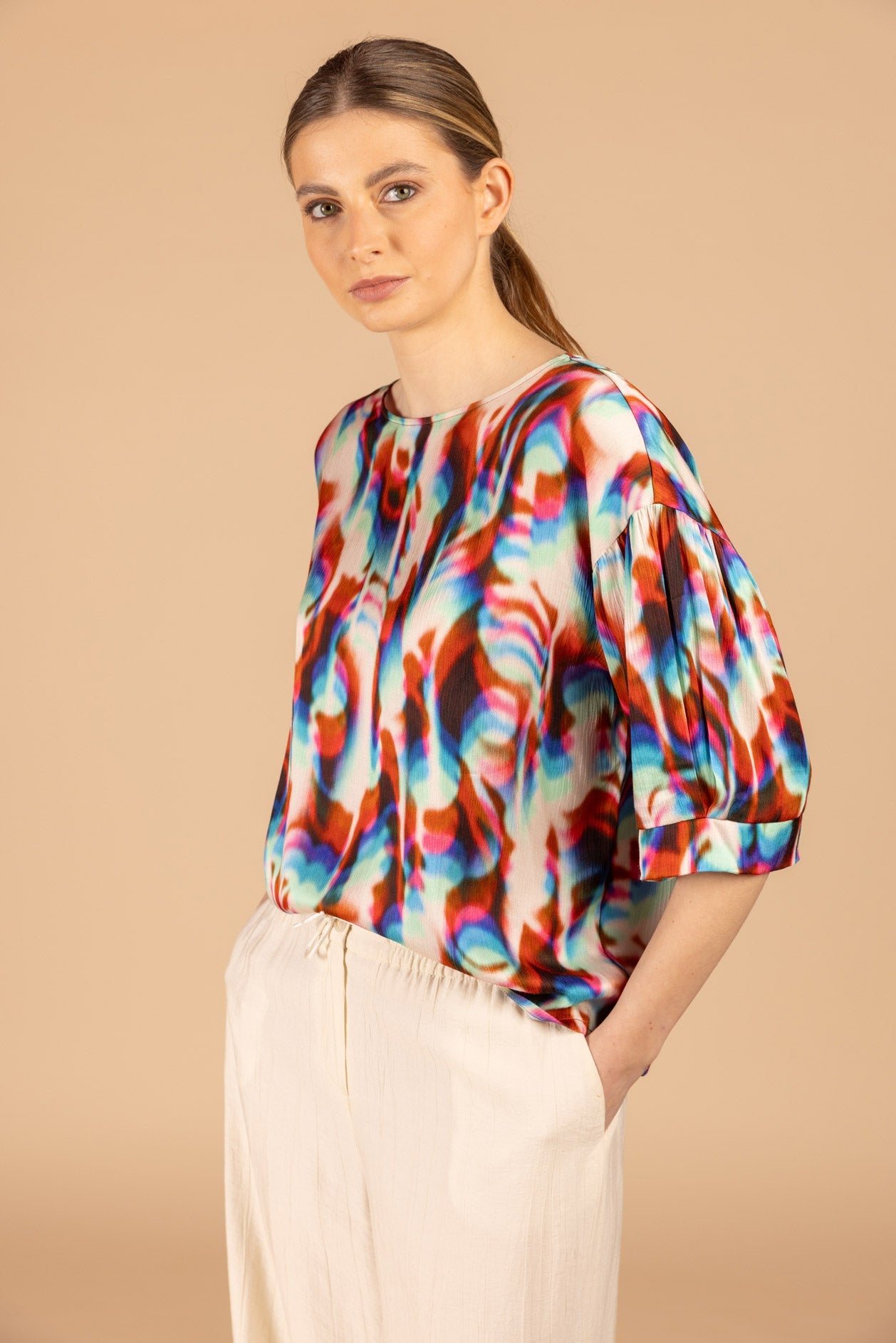 BLOUSE MET EXCLUSIEVE PRINT (9112) - Four Roses