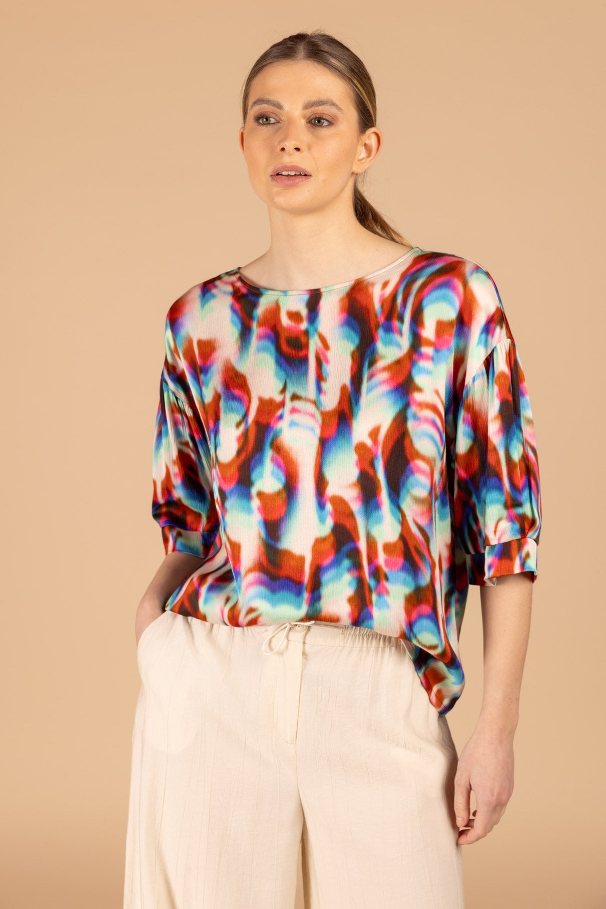 BLOUSE MET EXCLUSIEVE PRINT (9112) - Four Roses