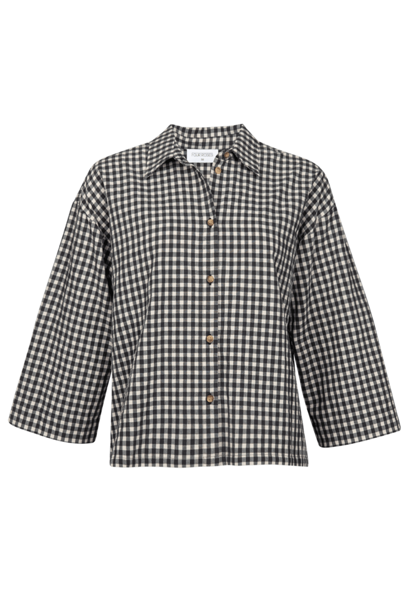BOXY SHIRT WITH TIE CLOSURE ON THE BACK (9132) - Four Roses