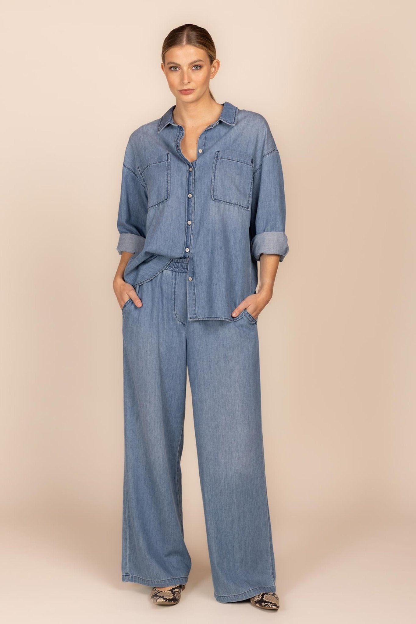 BROEK IN TENCEL JEANS (9018) - Four Roses