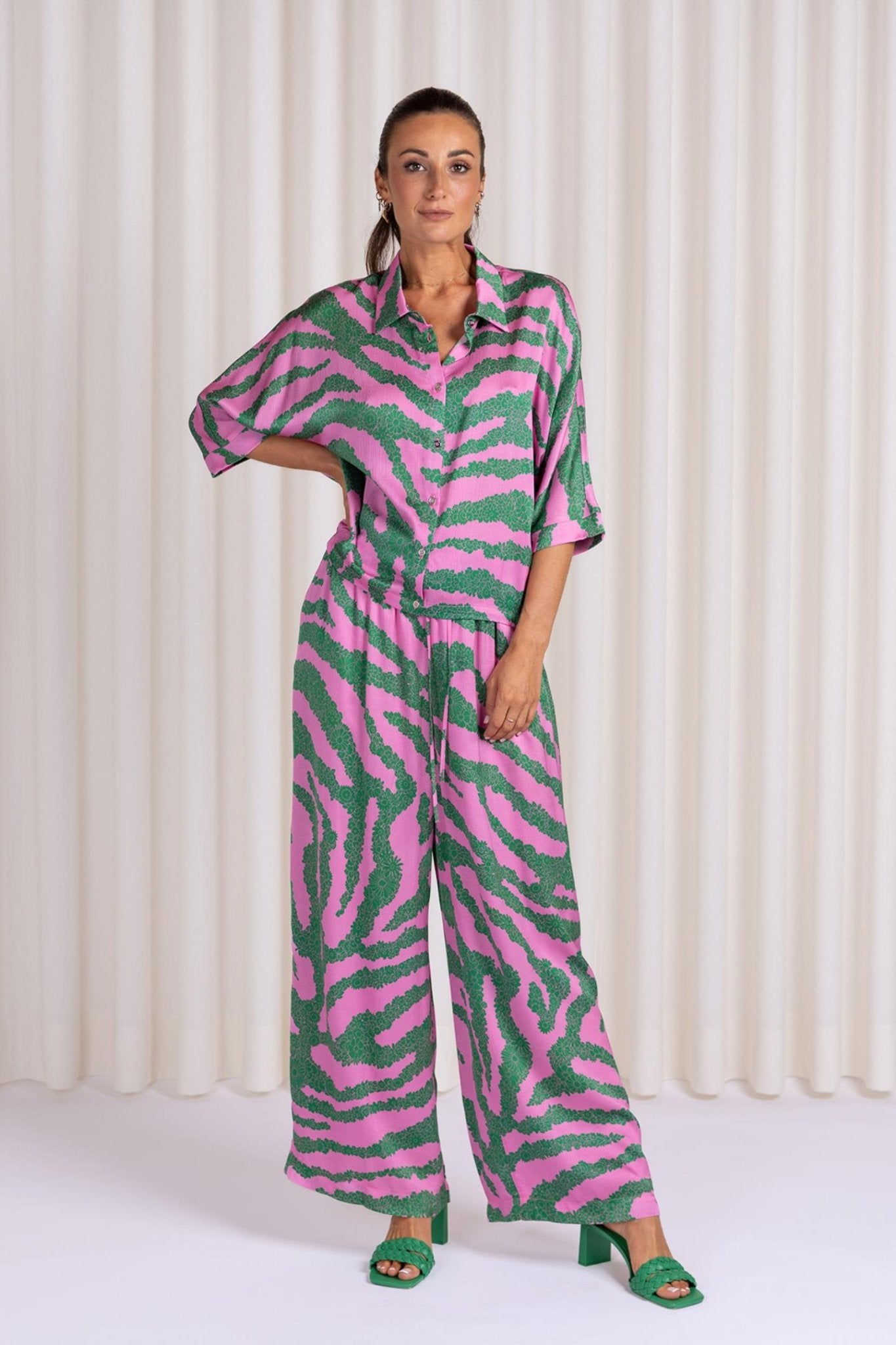 BROEK MET BICOLOR PRINT (9076) - Four Roses