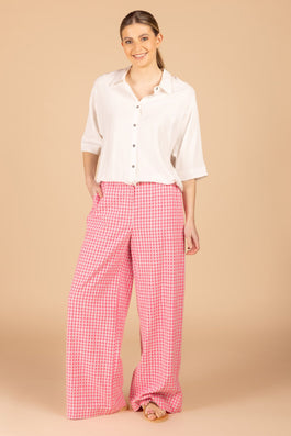 BROEK MET RUITJESDESSIN (C9079) - Four Roses