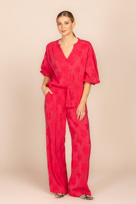 BROEK MET SUBTIEL BLOEMMOTIEF (9039) - Four Roses