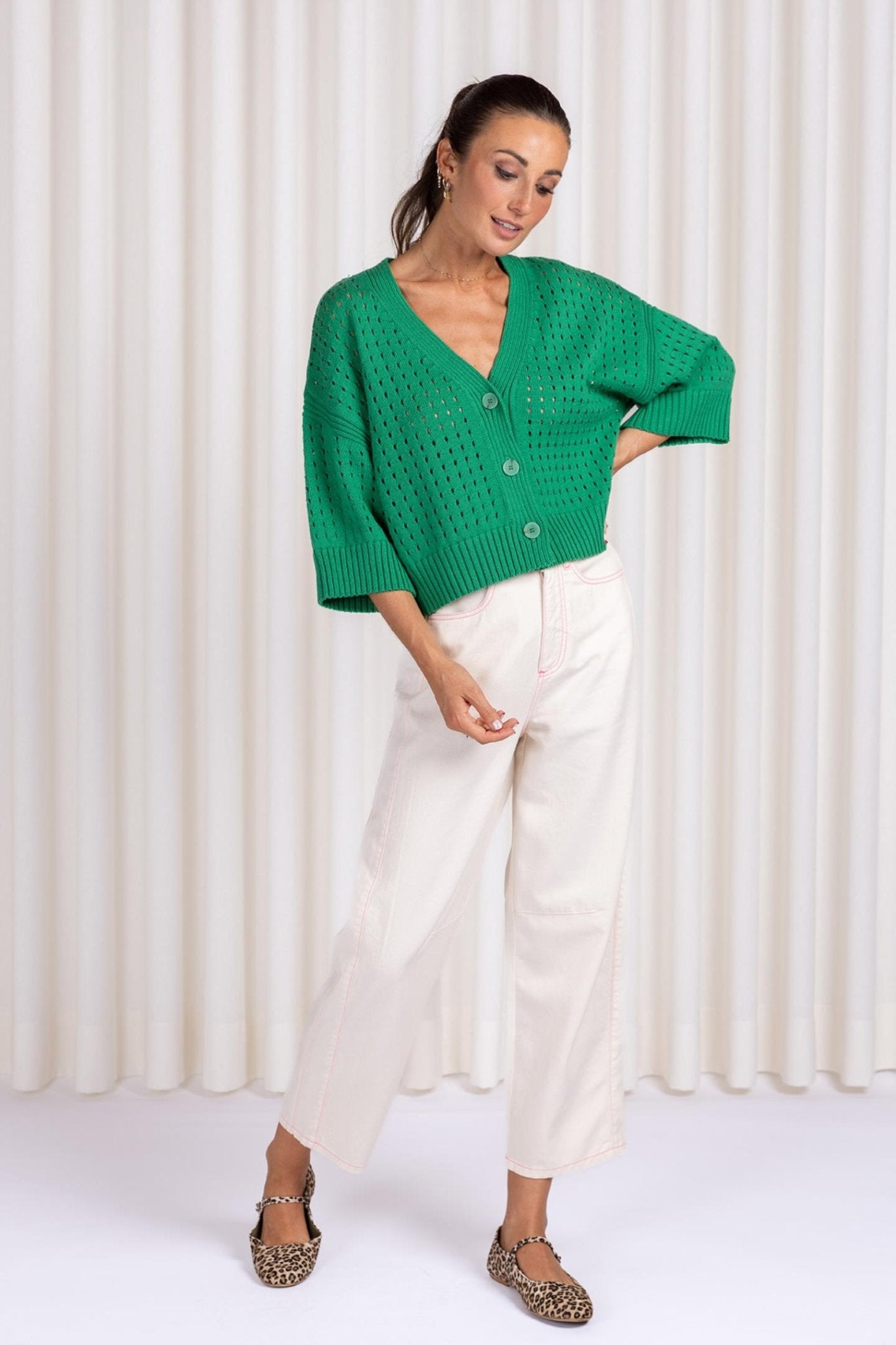 CARDIGAN MET GROVE AJOURSTEEK (9023) - Four Roses