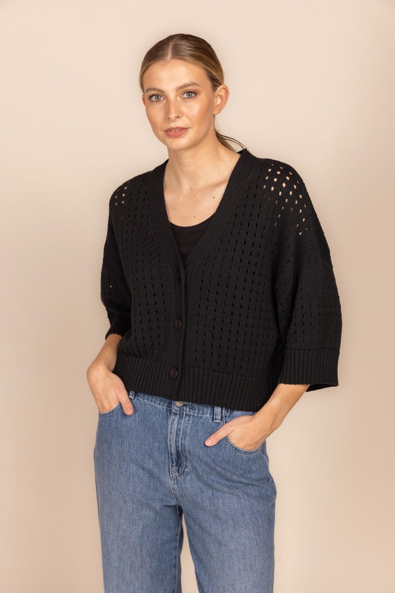 CARDIGAN MET GROVE AJOURSTEEK (9023) - Four Roses