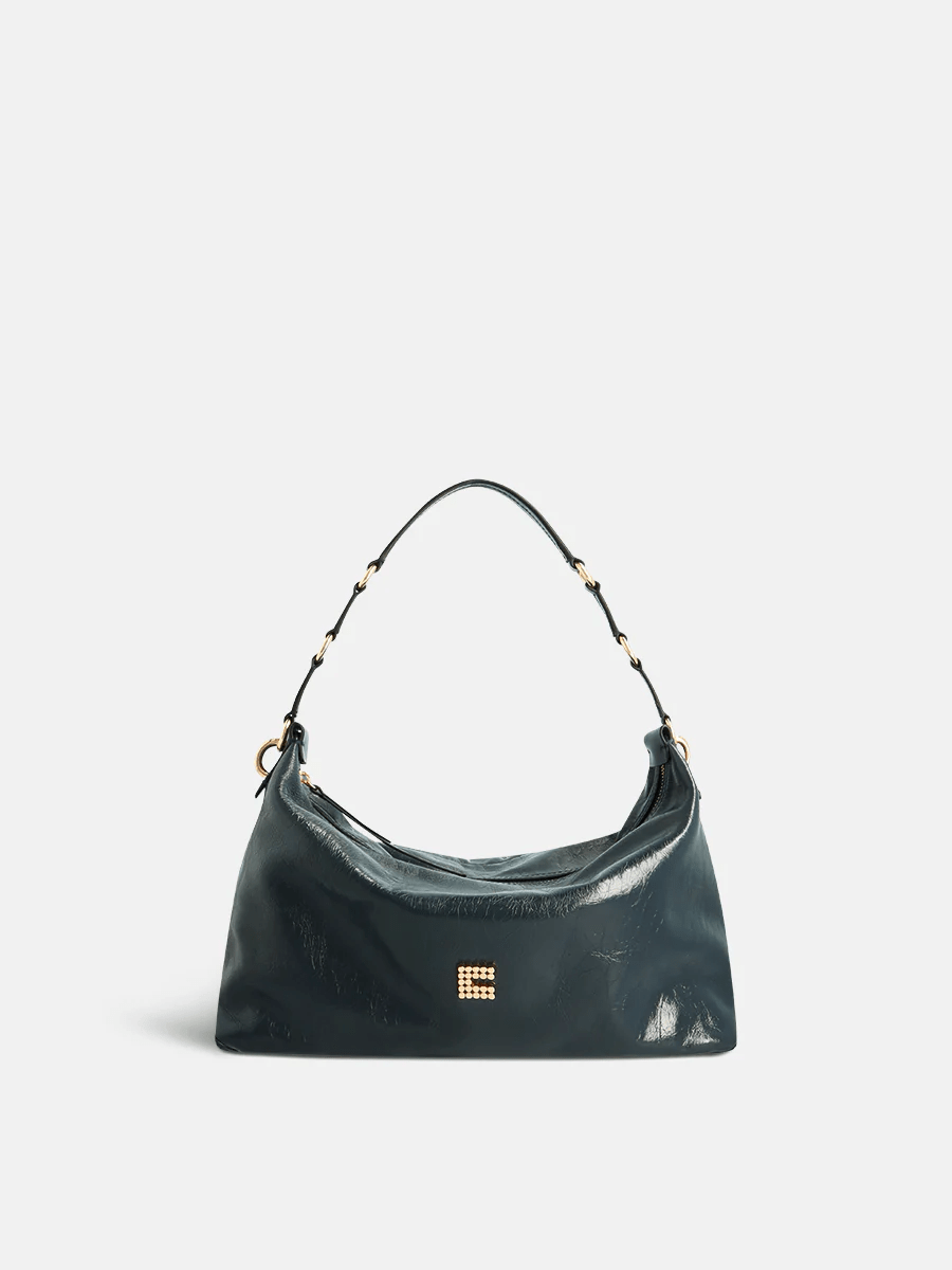 CLIO GOLDBRENNER - Charly Crinkle Patent - Night Blue - Four Roses