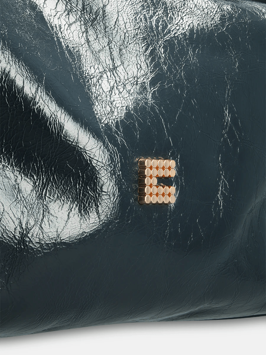 CLIO GOLDBRENNER - Charly Crinkle Patent - Night Blue - Four Roses