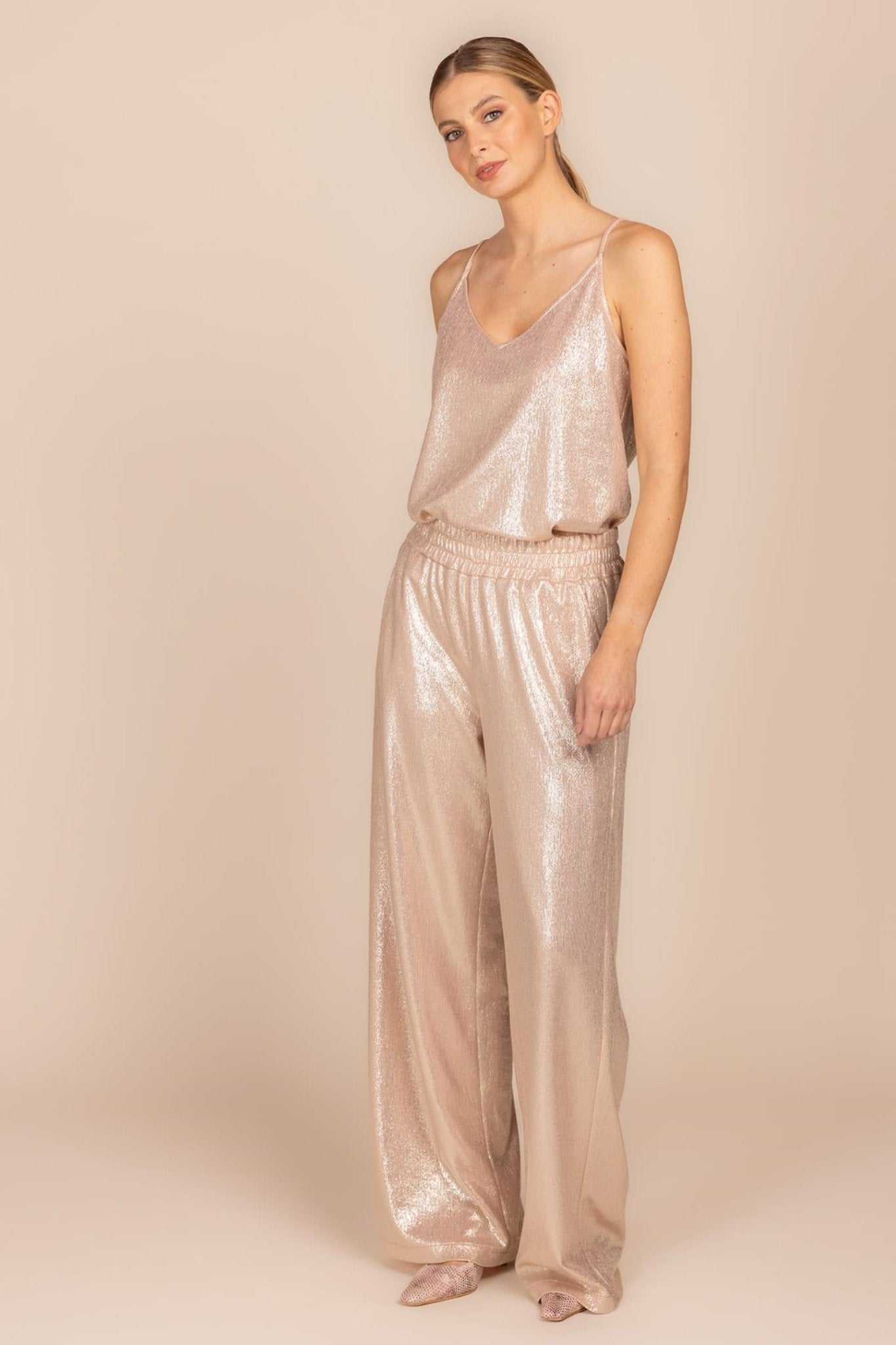 COMFY BROEK IN ZILVER - ROZE METALLIC (9080) - Four Roses