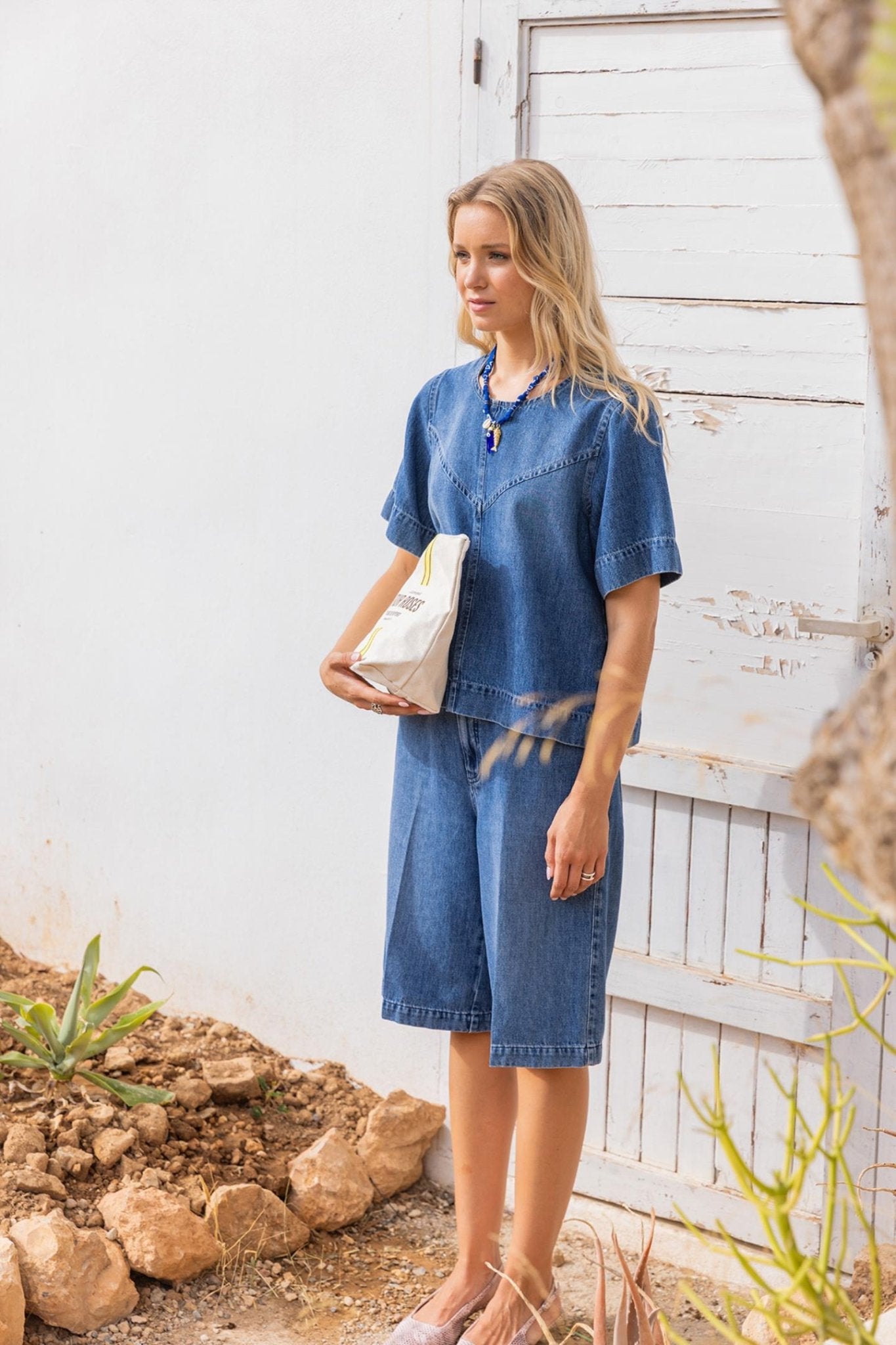 DENIM BLOUSE (9011) - Four Roses