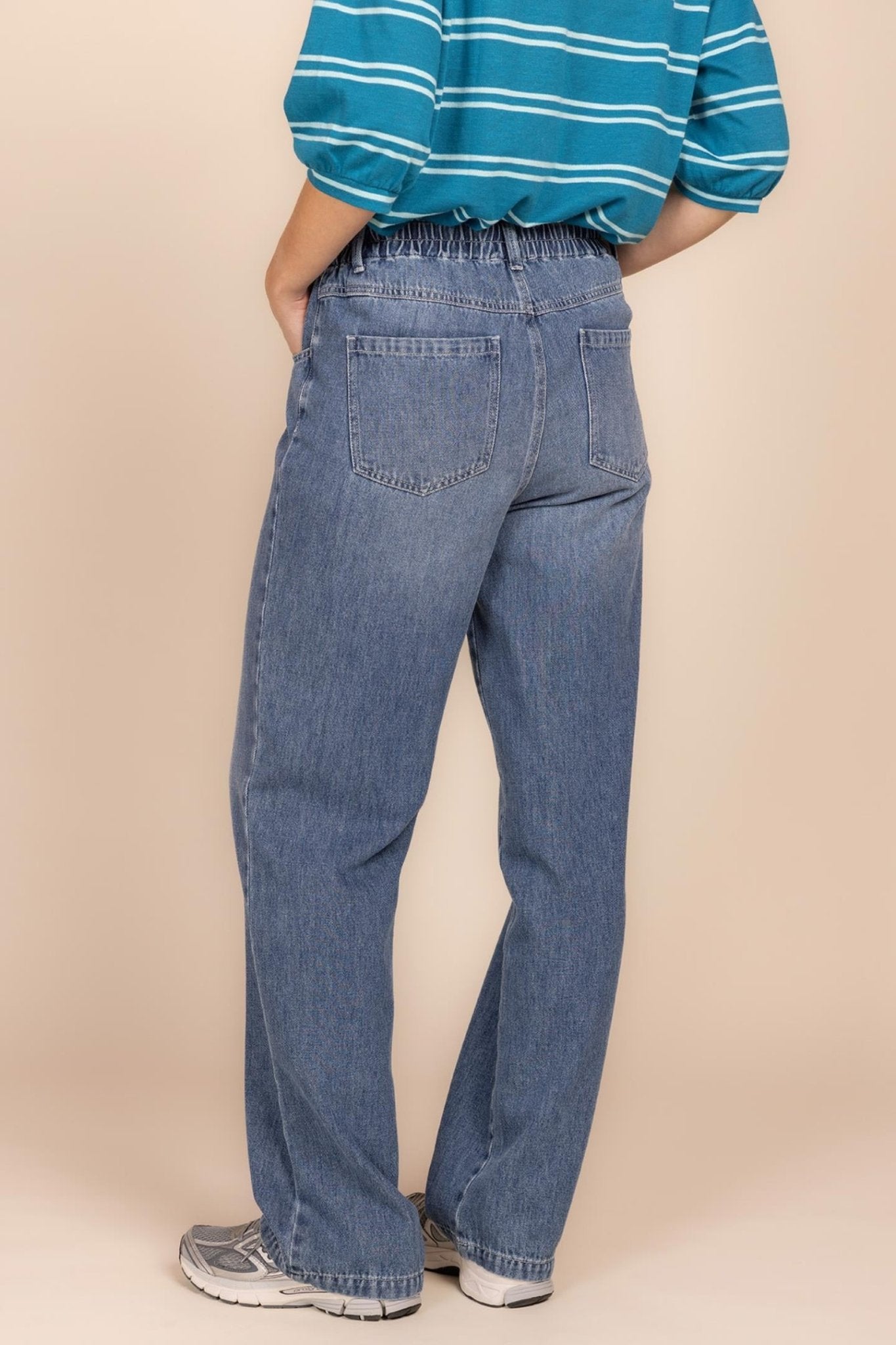 DENIM BROEK MET ELASTIEK (9012) - Four Roses