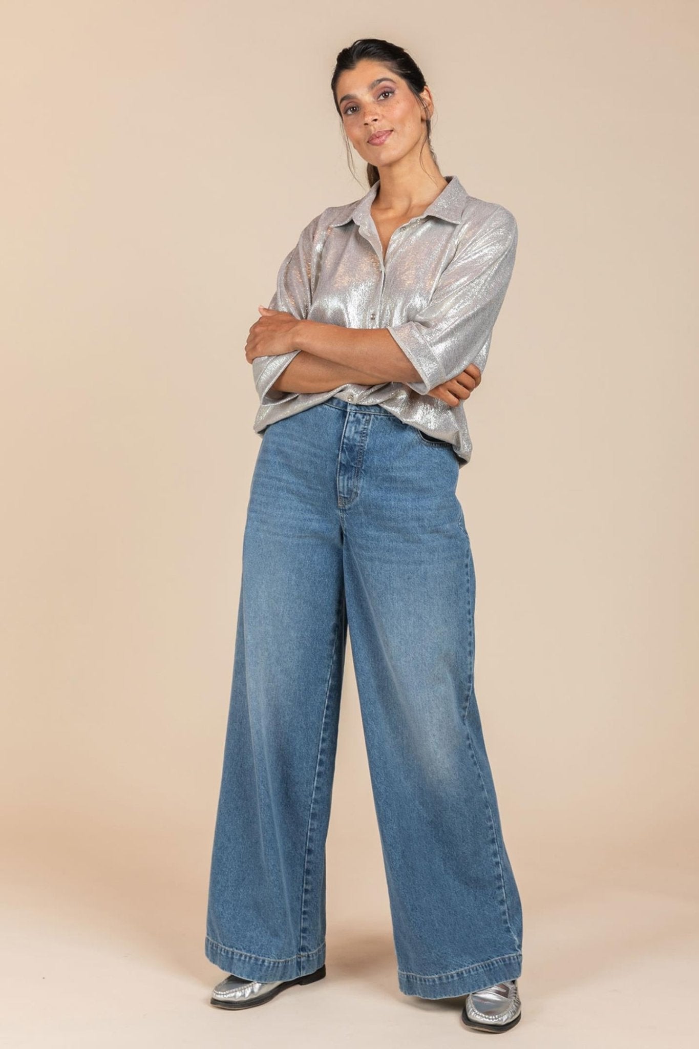 DENIM BROEK WIDE - LEG (8149) - Four Roses