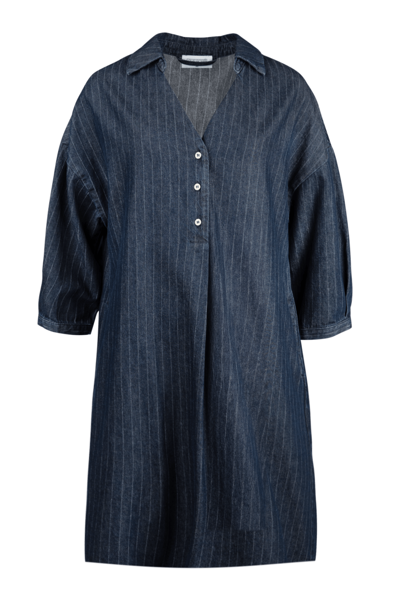 DONKERBLAUWE JEANSJURK MET LICHTE KRIJTSTREEP (9513) - Four Roses