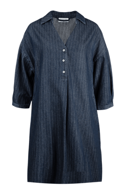 DONKERBLAUWE JEANSJURK MET LICHTE KRIJTSTREEP (9513) - Four Roses