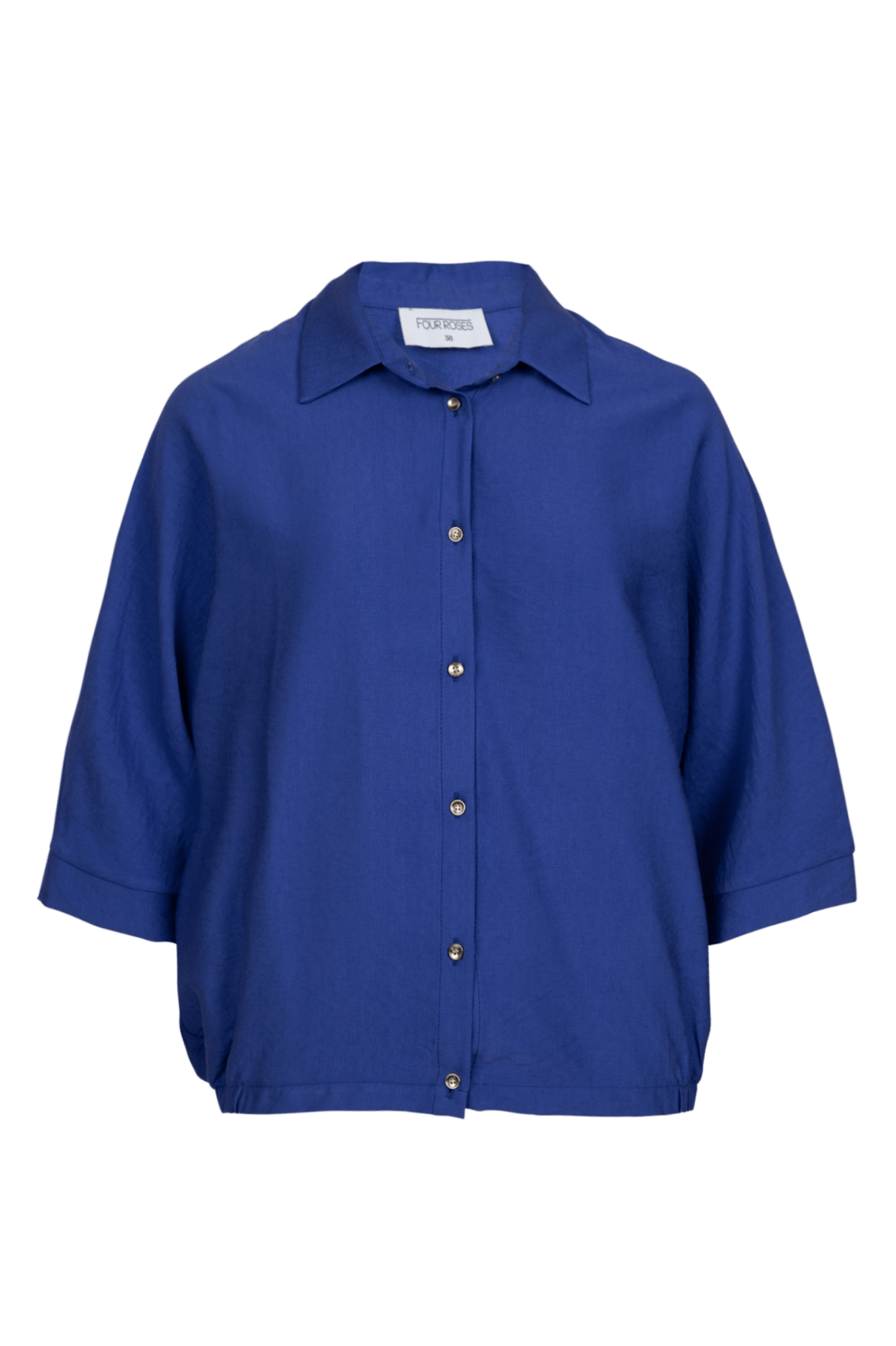 DOORKNOOP BLOUSE MET ELASTIEK IN TAILLE (8094) - Four Roses