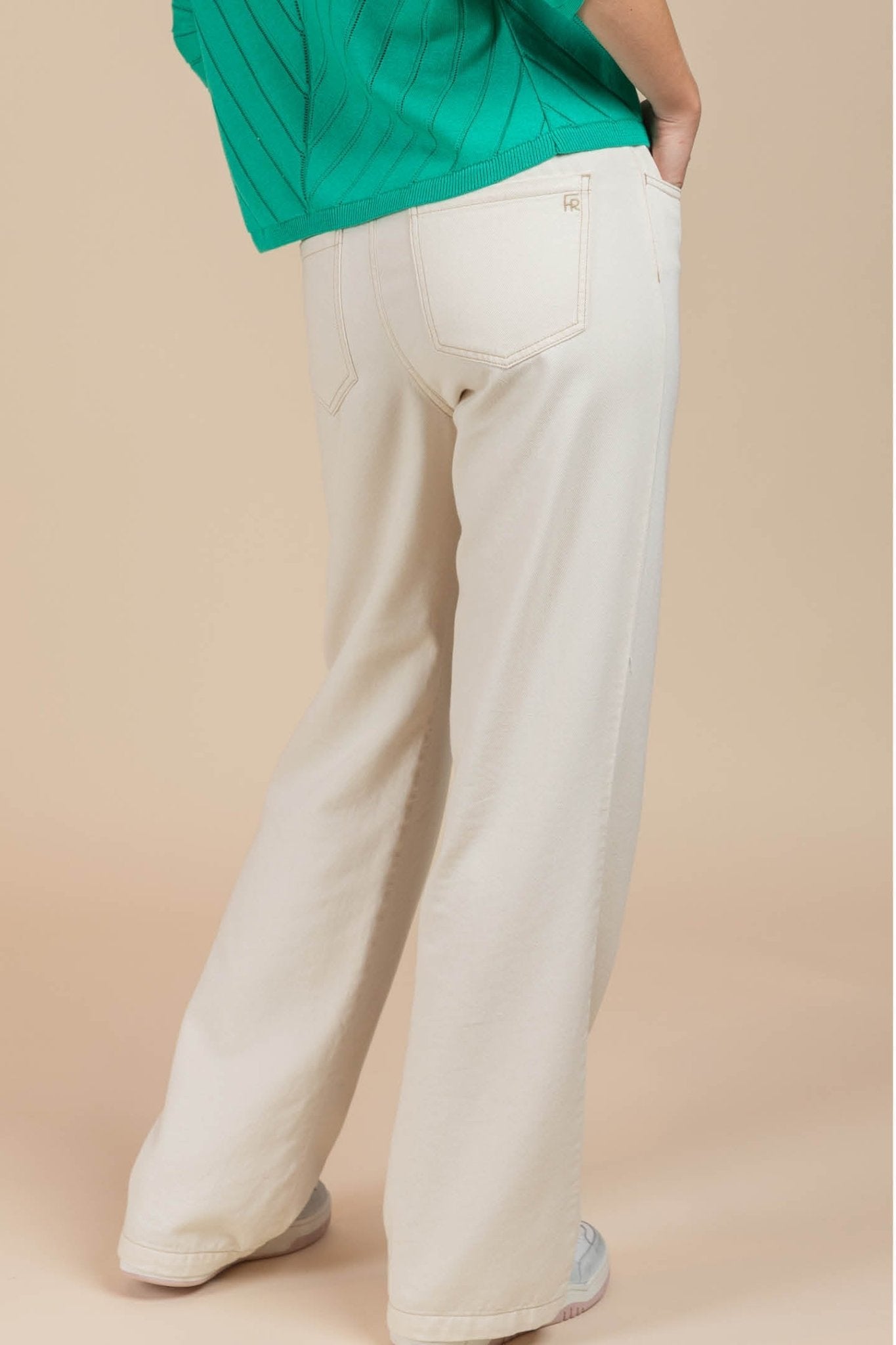 ECRU BROEK MET ELASTIEK (9164) - Four Roses