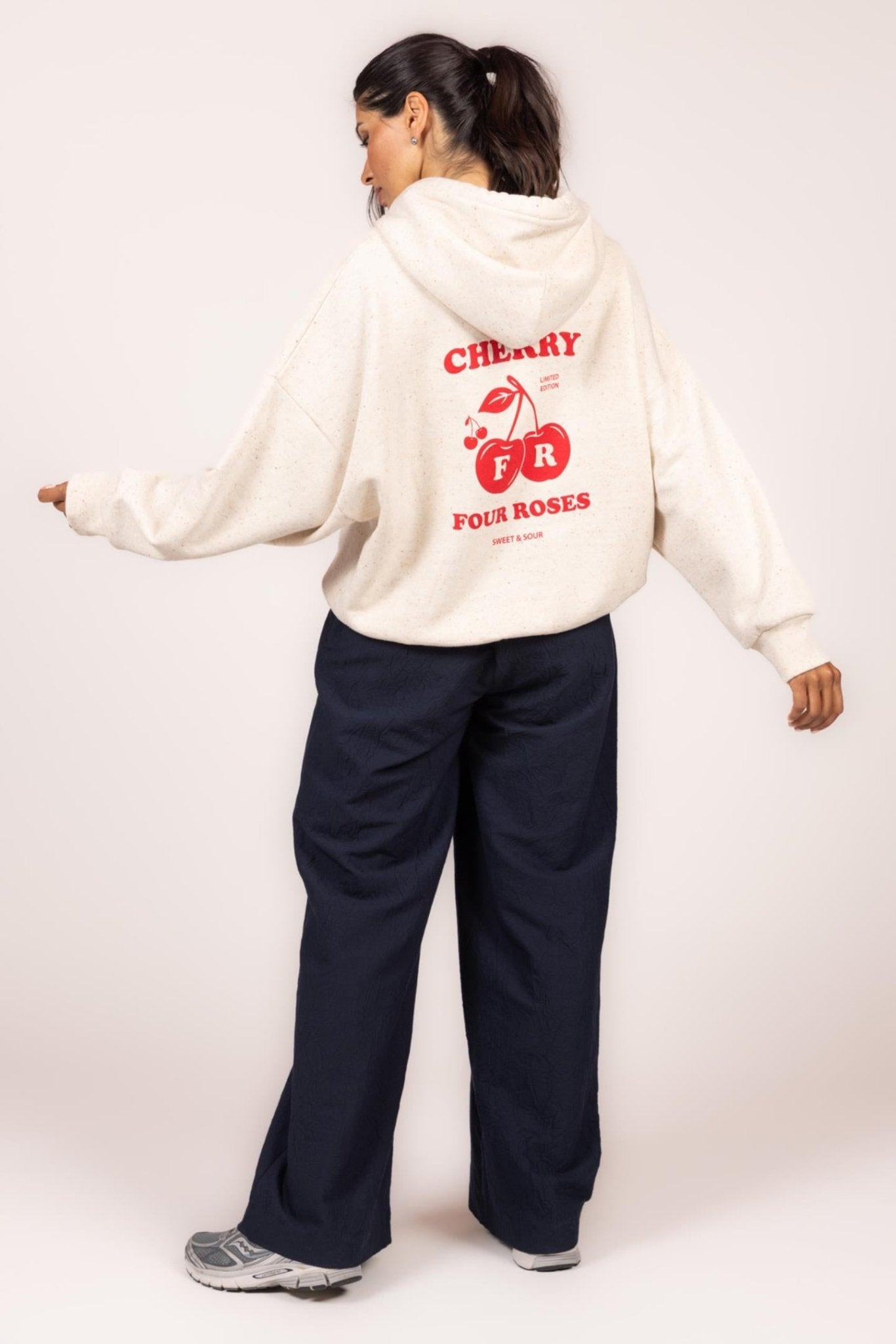 ECRU 'CHERRY' HOODIE IN MOLLETON (9557) - Four Roses