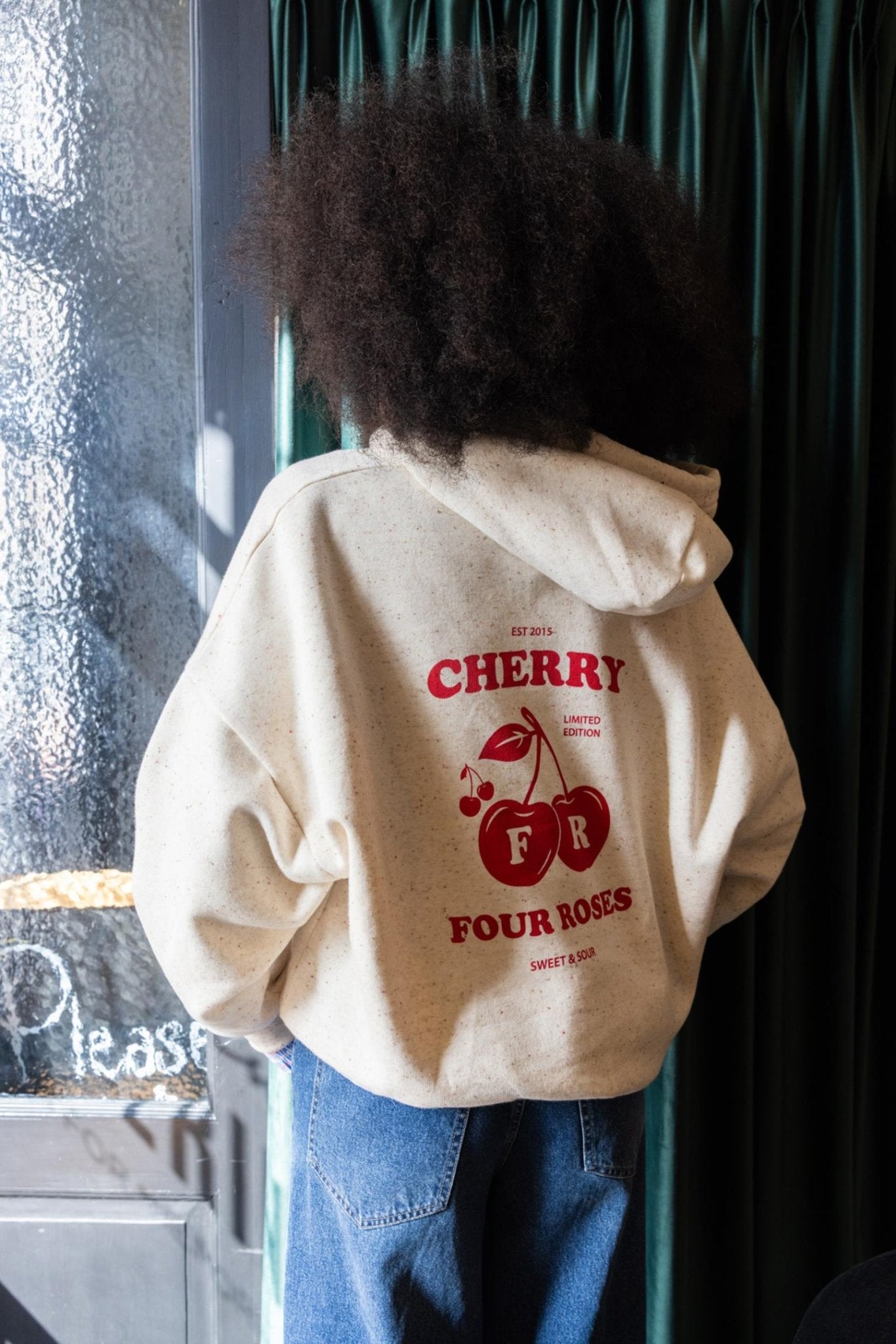 ECRU 'CHERRY' HOODIE IN MOLLETON (9557) - Four Roses