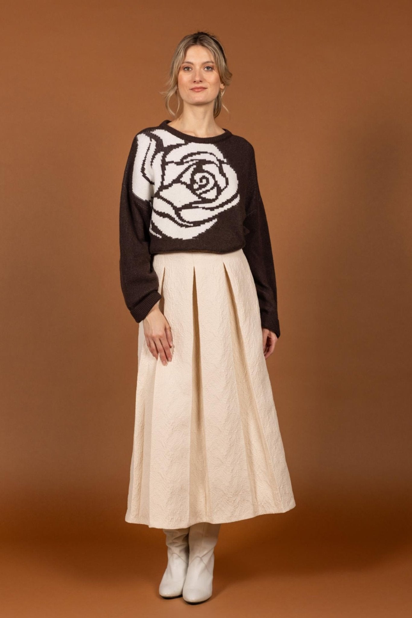 ECRU STATEMENT ROK IN JACQUARDSTOF (9605) - Four Roses
