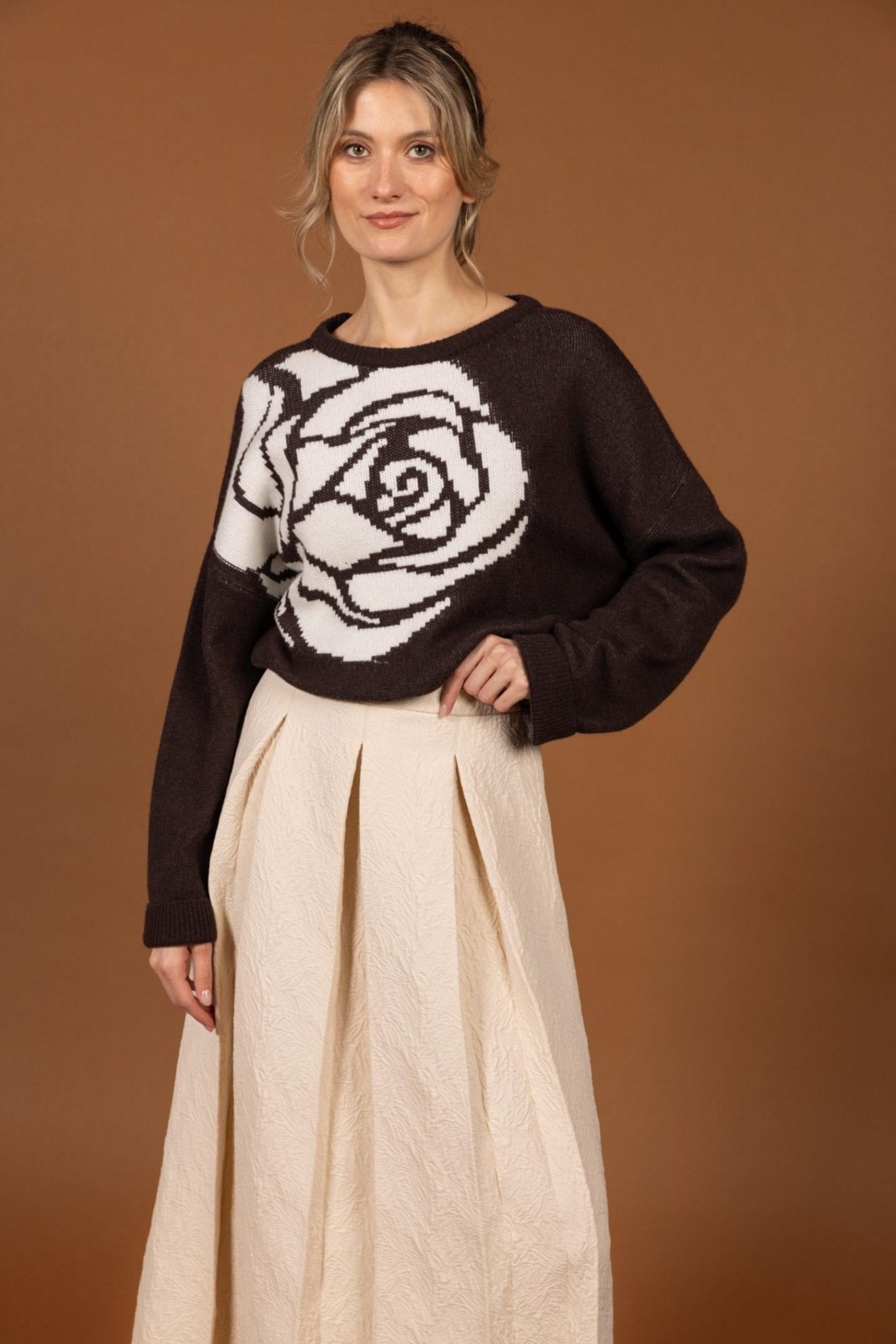 ECRU STATEMENT ROK IN JACQUARDSTOF (9605) - Four Roses