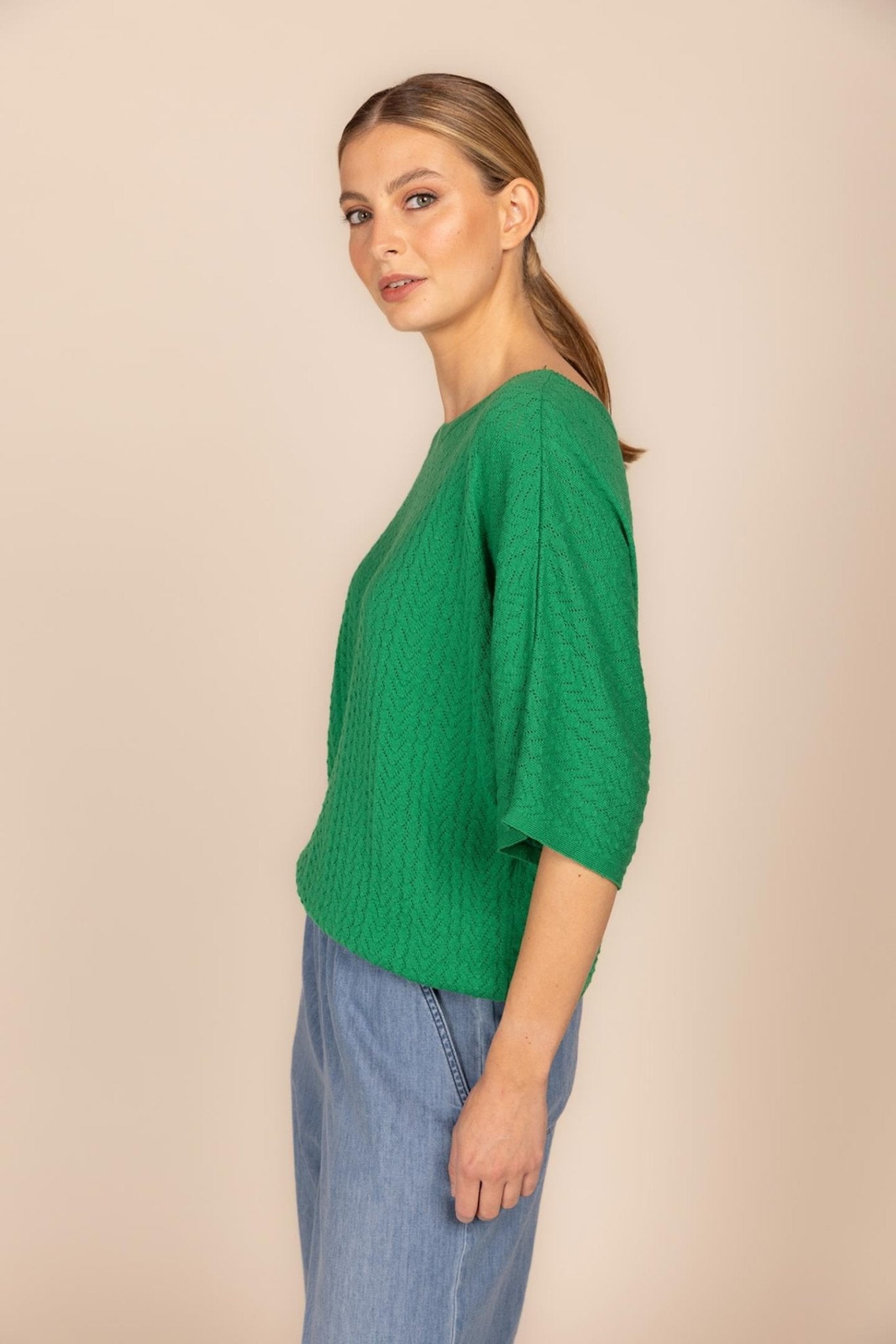 FIJNE KATOENEN SWEATER MET BOOTHALS (9020) - Four Roses