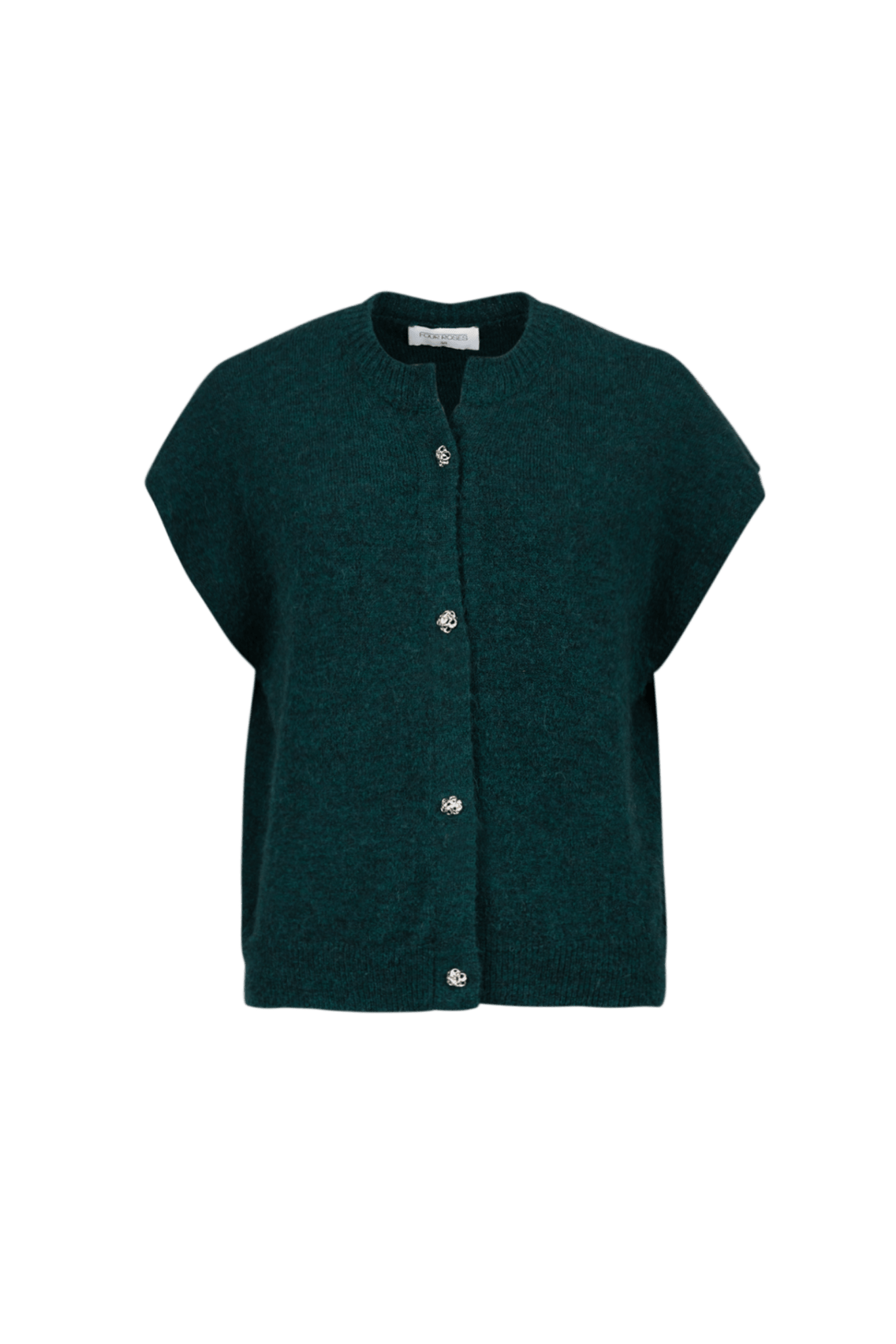 GEBREIDE MOUWLOZE CARDIGAN MET KORTE MOUW (9527) - Four Roses