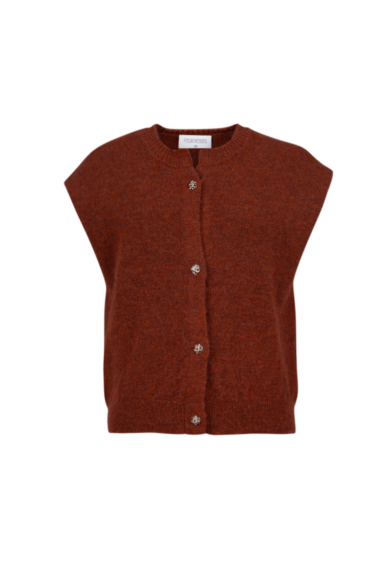 GEBREIDE MOUWLOZE CARDIGAN MET KORTE MOUW (9527) - Four Roses