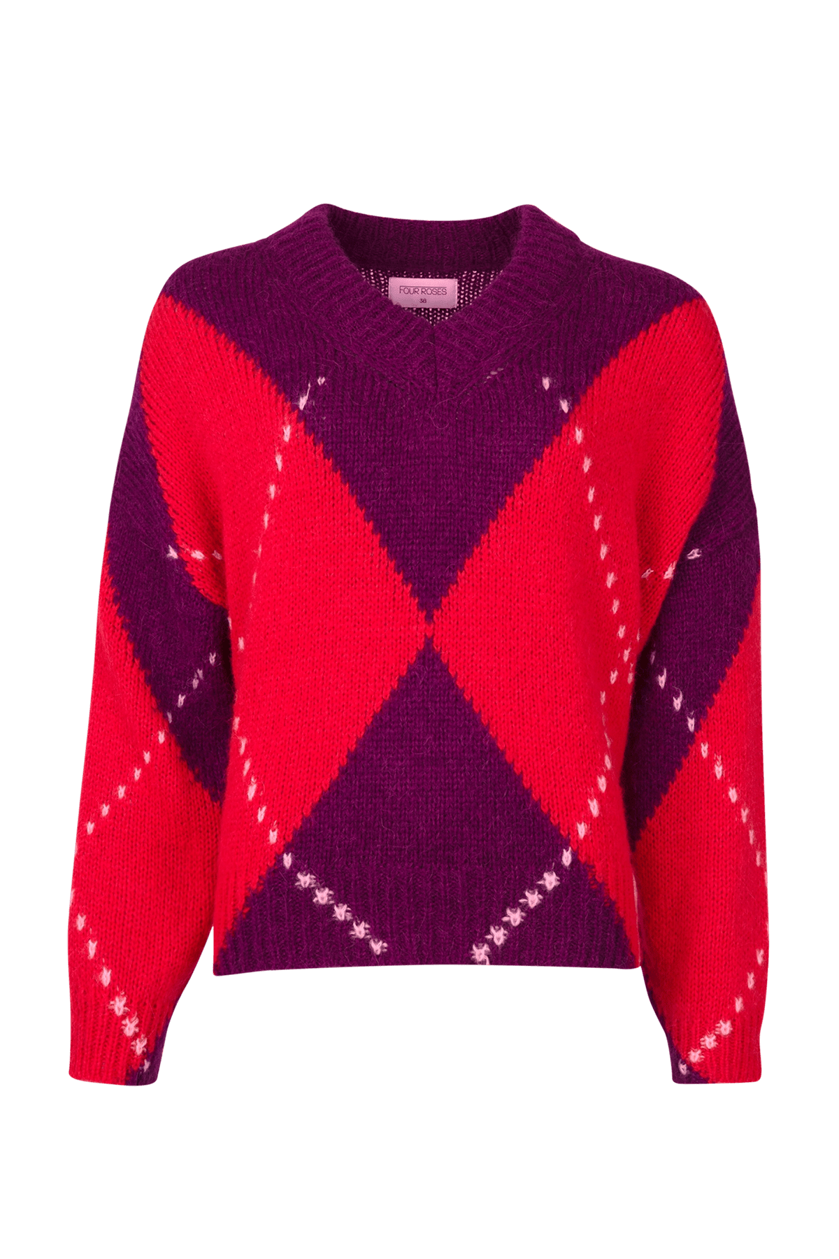 GEBREIDE SWEATER MET GROTE RUIT (7569) - Four Roses