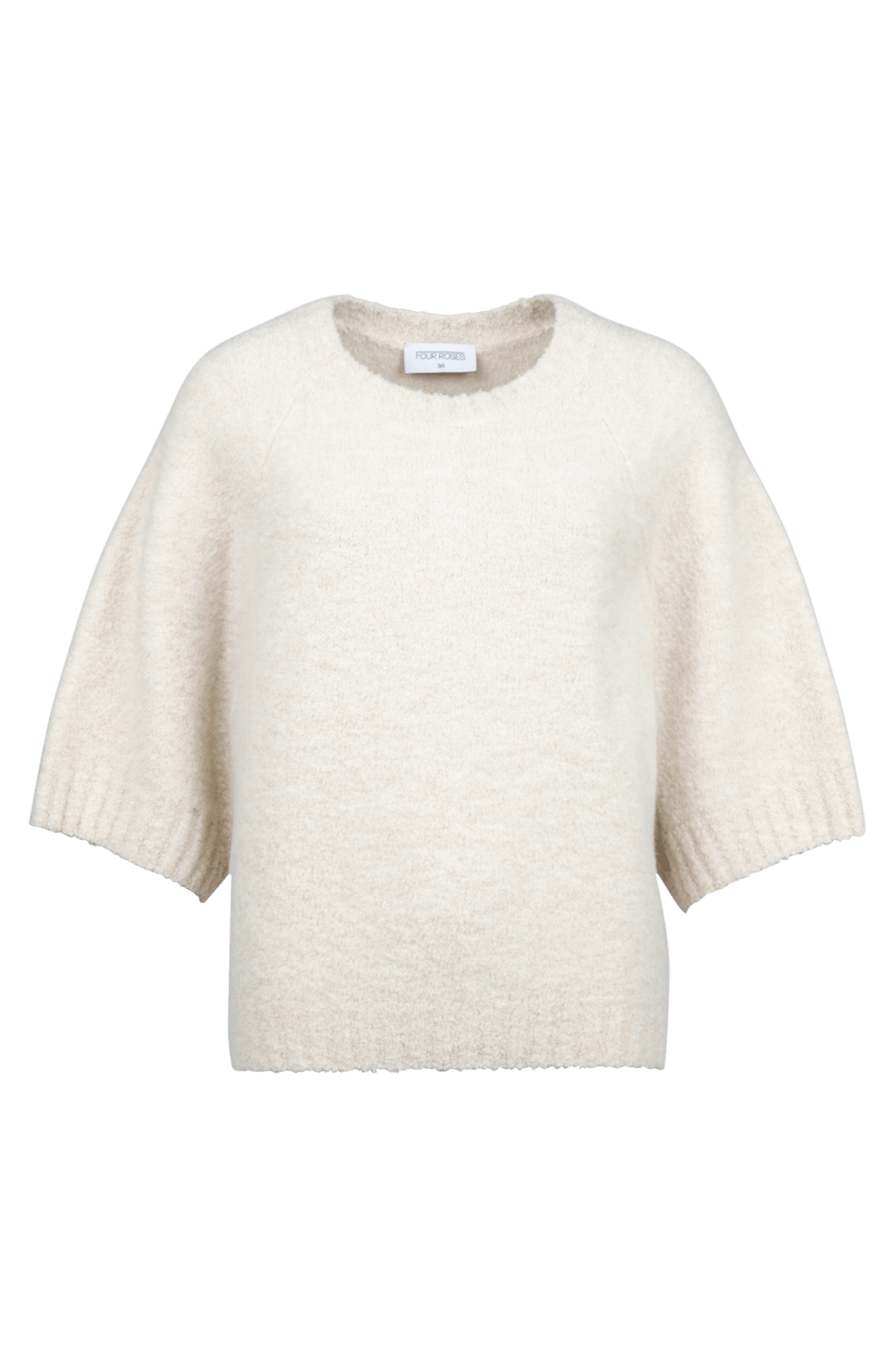 GEBREIDE TRUI IN BOUCLE MET DRIEKWART MOUW (9517) - Four Roses