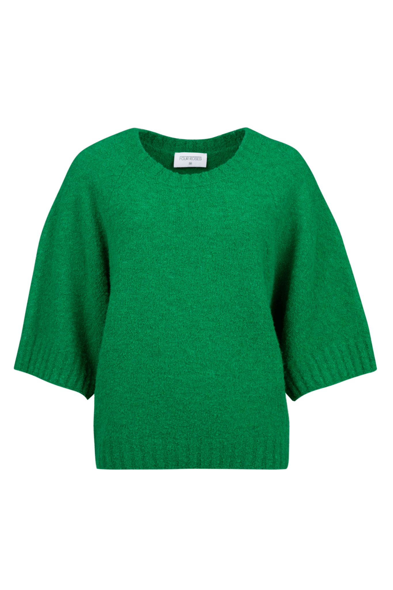 GEBREIDE TRUI IN BOUCLE MET DRIEKWART MOUW (9517) - Four Roses