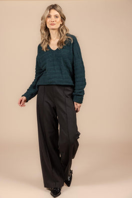 GEKLEDE BROEK MET PLOOI IN DONKERGRIJS (9602) - Four Roses