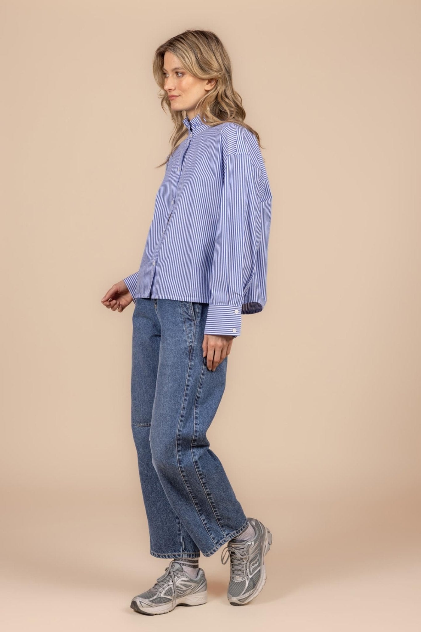 GESTREEPT HEMD MET FANTASIEKRAAG IN BLAUW (9583) - Four Roses