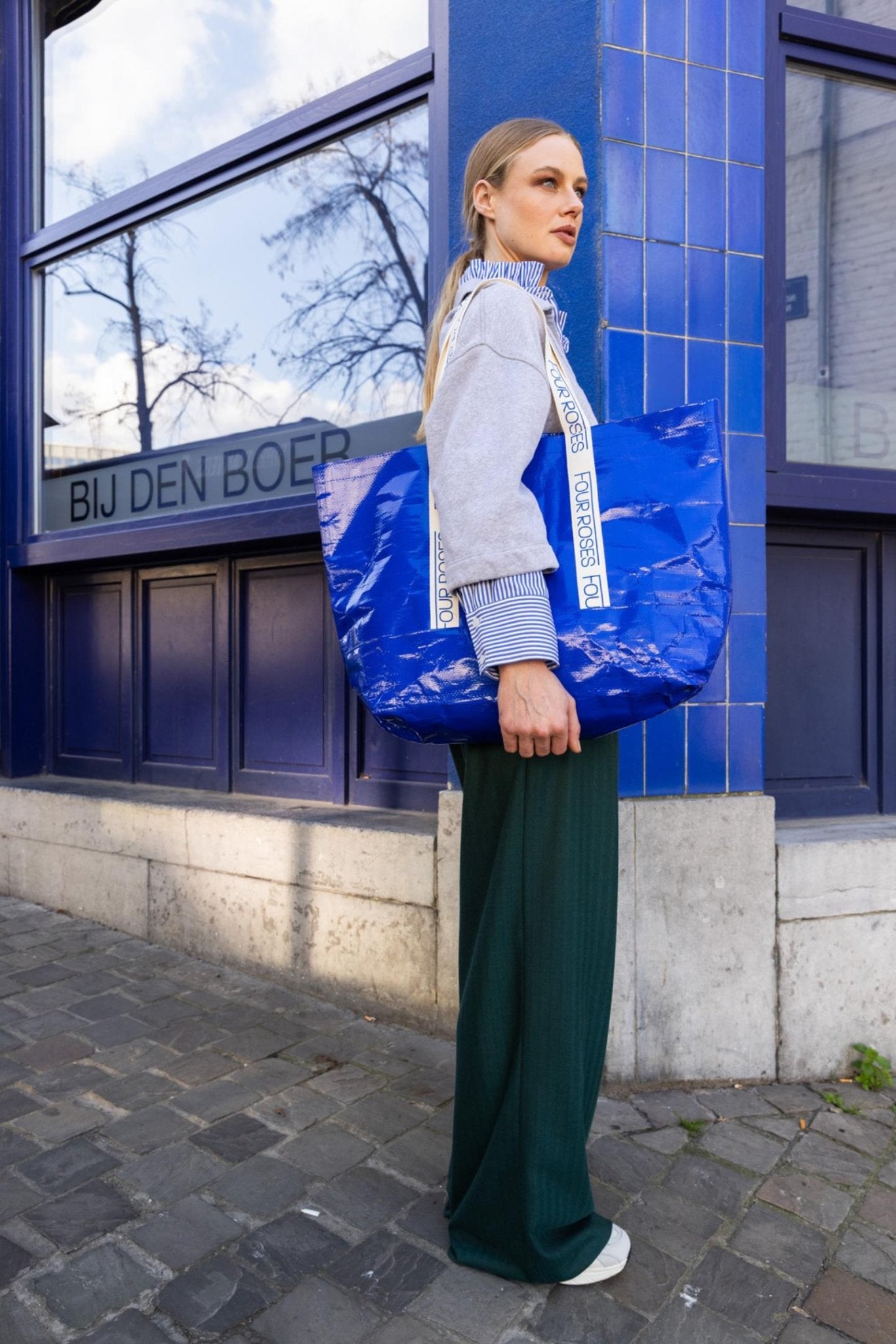 GESTREEPT HEMD MET FANTASIEKRAAG IN BLAUW (9583) - Four Roses