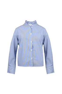GESTREEPT HEMD MET FANTASIEKRAAG IN BLAUW (9583) - Four Roses
