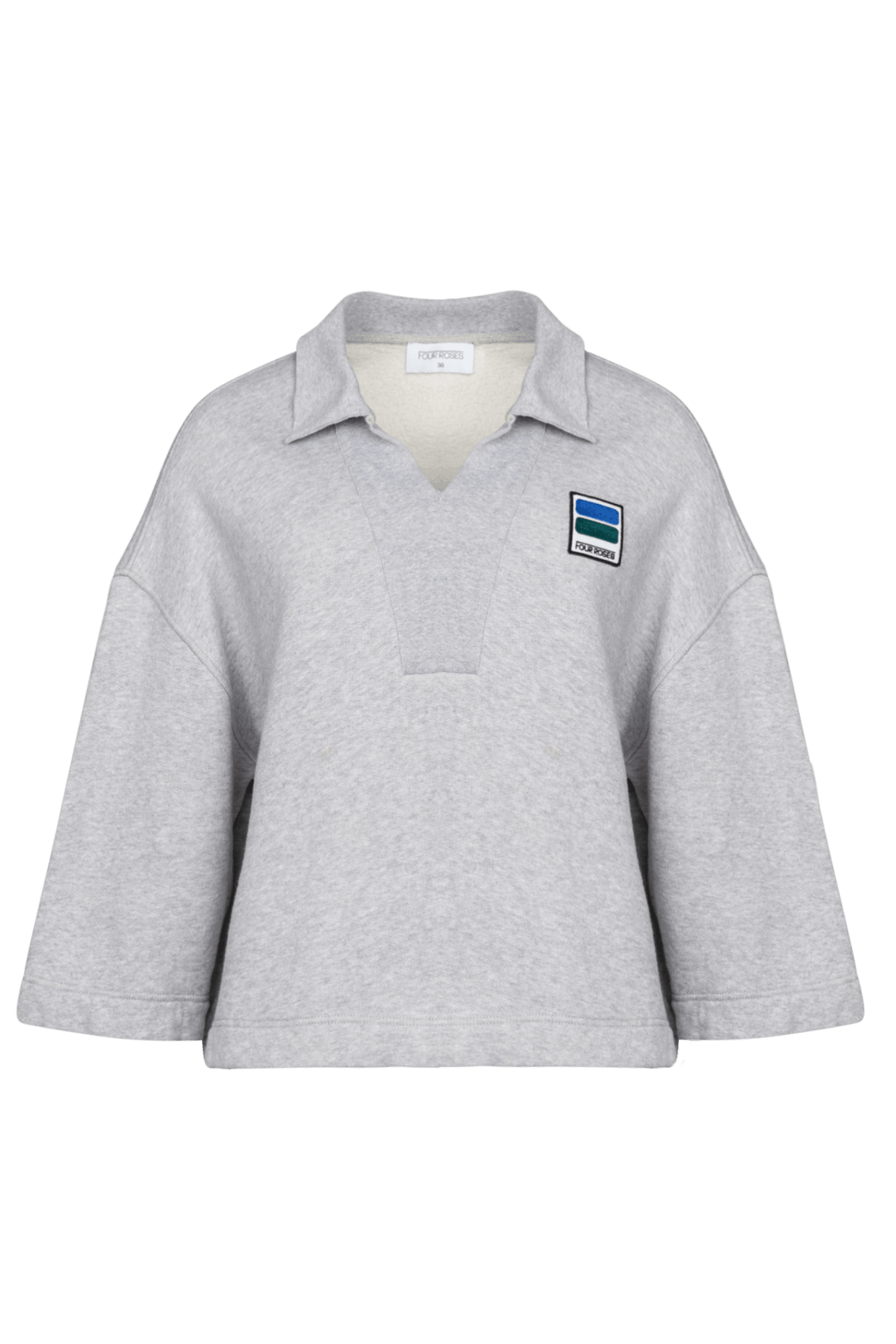 GRIJZE POLO SWEATER MET V-HALS (9566) - Four Roses