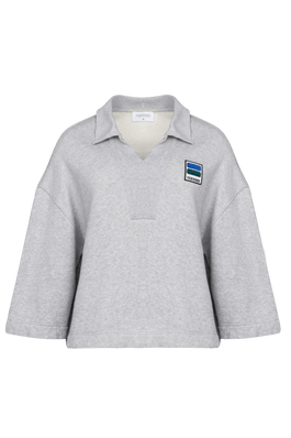GRIJZE POLO SWEATER MET V-HALS (9566) - Four Roses