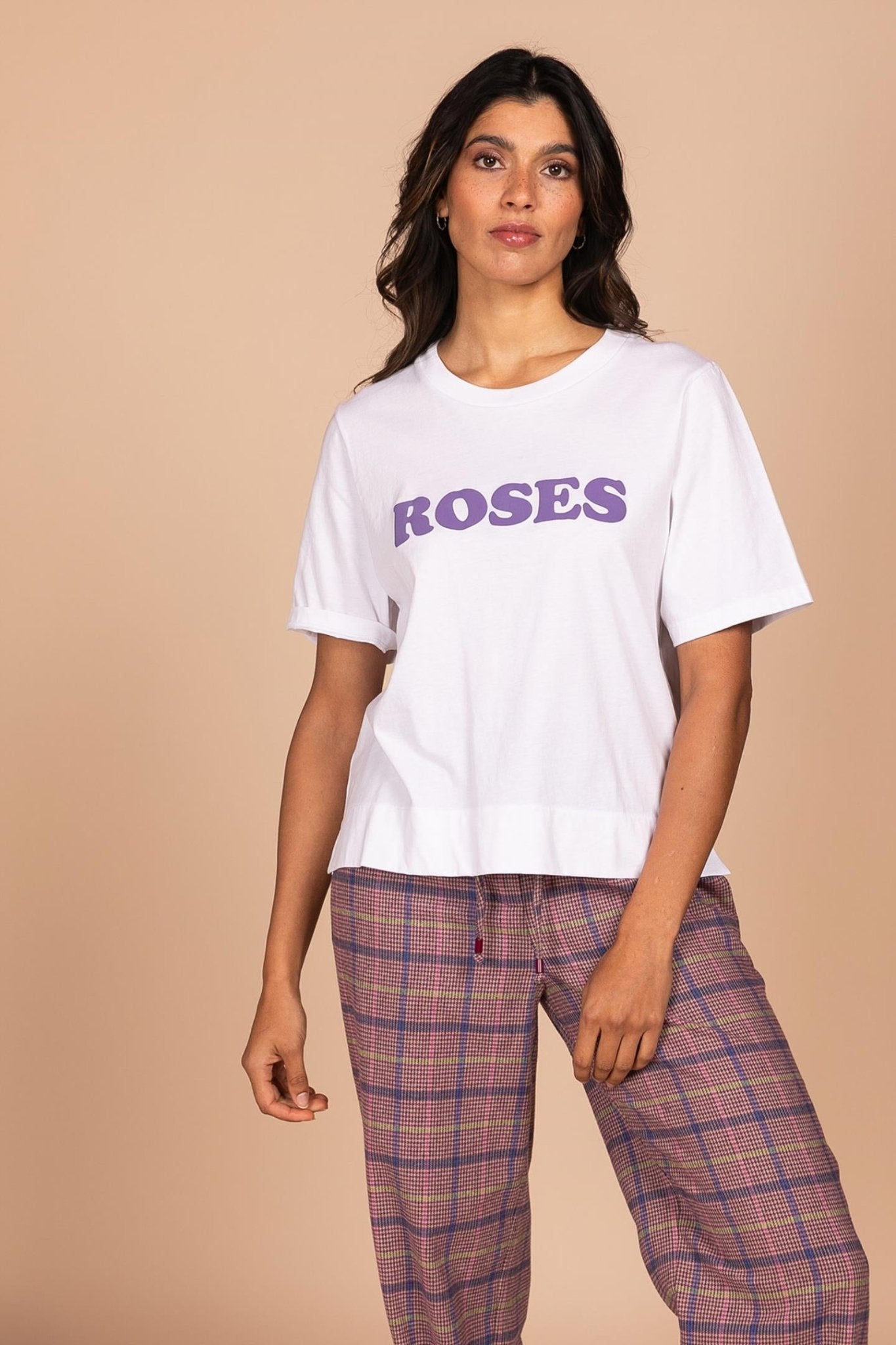 HIPPE GERUITE BROEK MET OMSLAG ONDERAAN (7598) - Four Roses