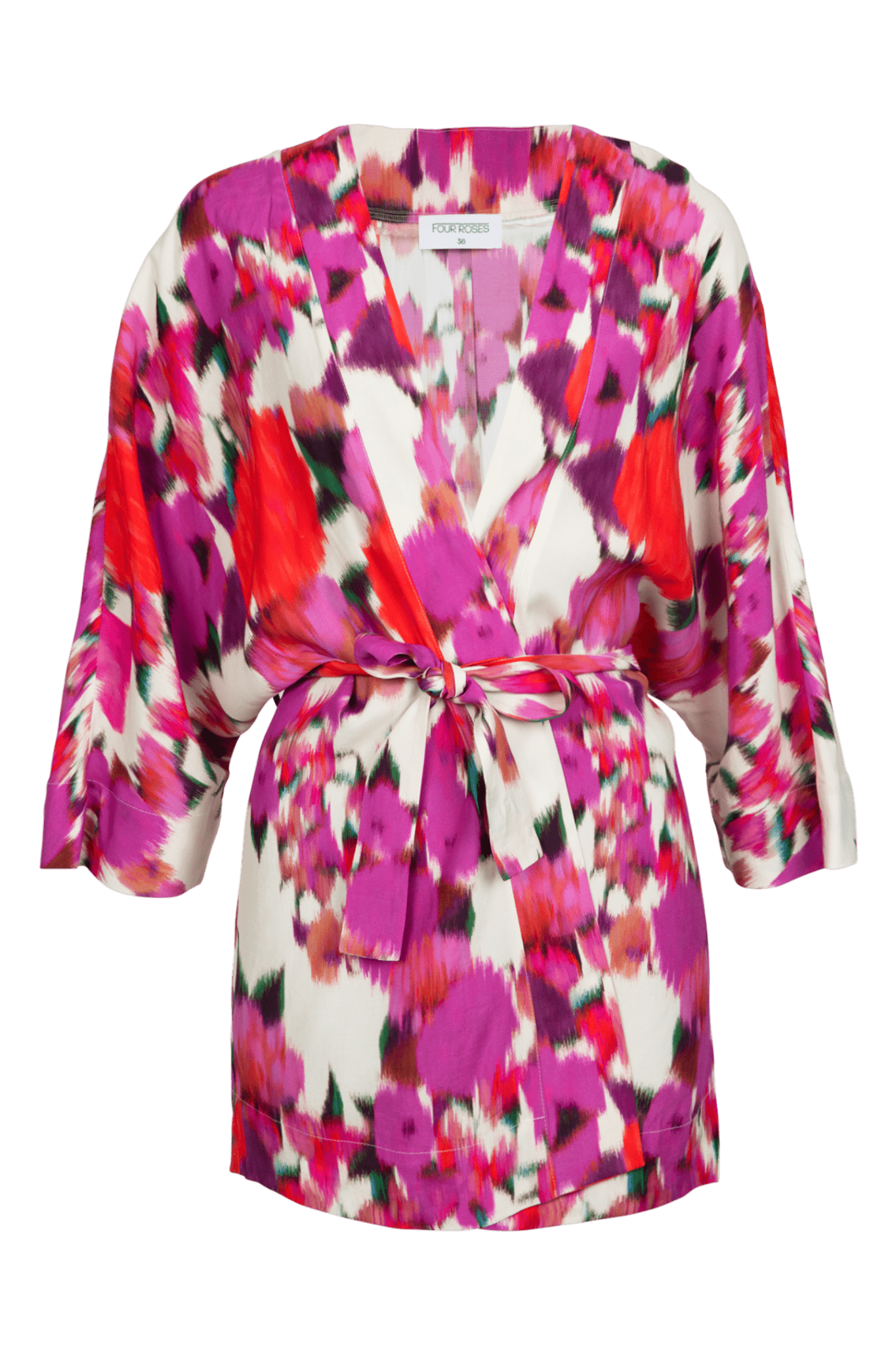 KIMONO MET WARME BLOEMENPRINT (8135) - Four Roses