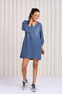 KORTE DENIM JURK (9010) - Four Roses