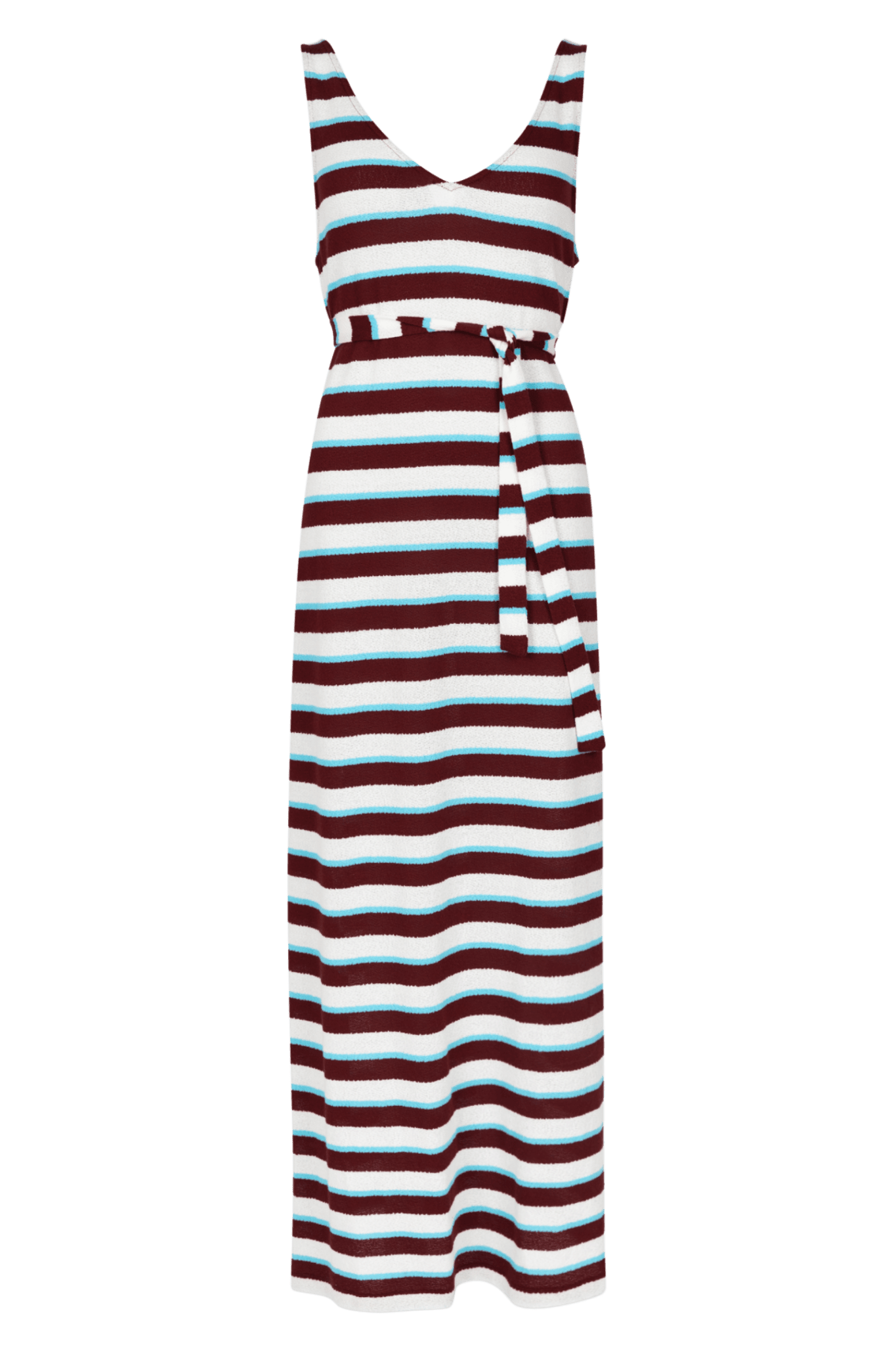 LANG KLEED MET STREEPDESSIN EN ZIJSPLIT (9058) - Four Roses