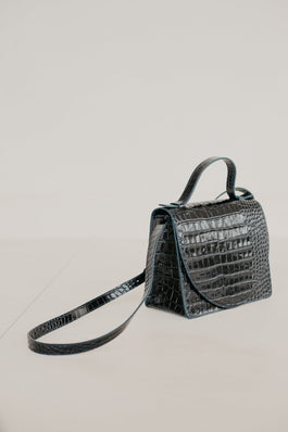 MIEKE DIERCKX - Mini Briefcase - Night Blue Croco - Four Roses