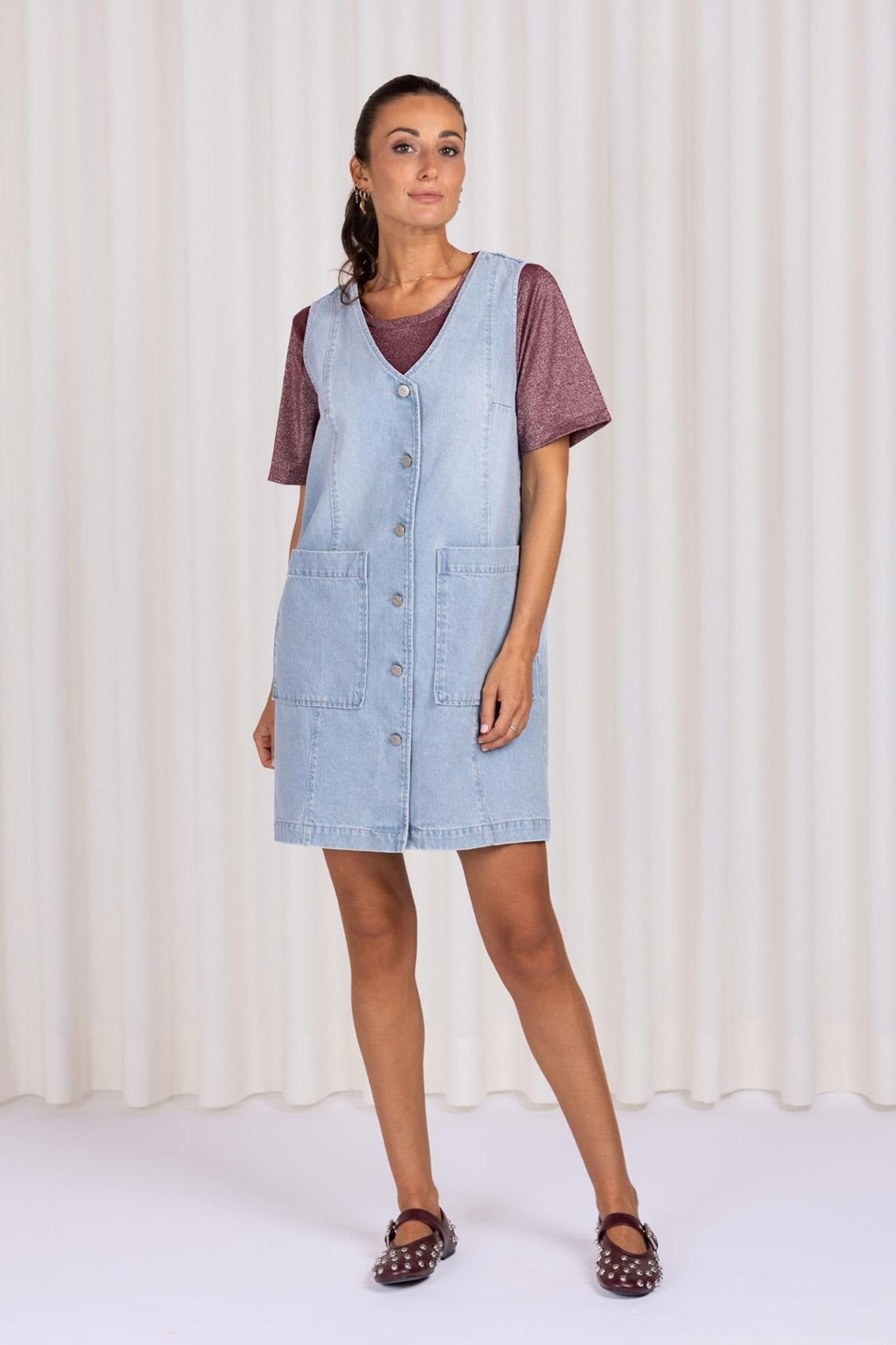 MOUWLOZE DENIM JURK (9013) - Four Roses