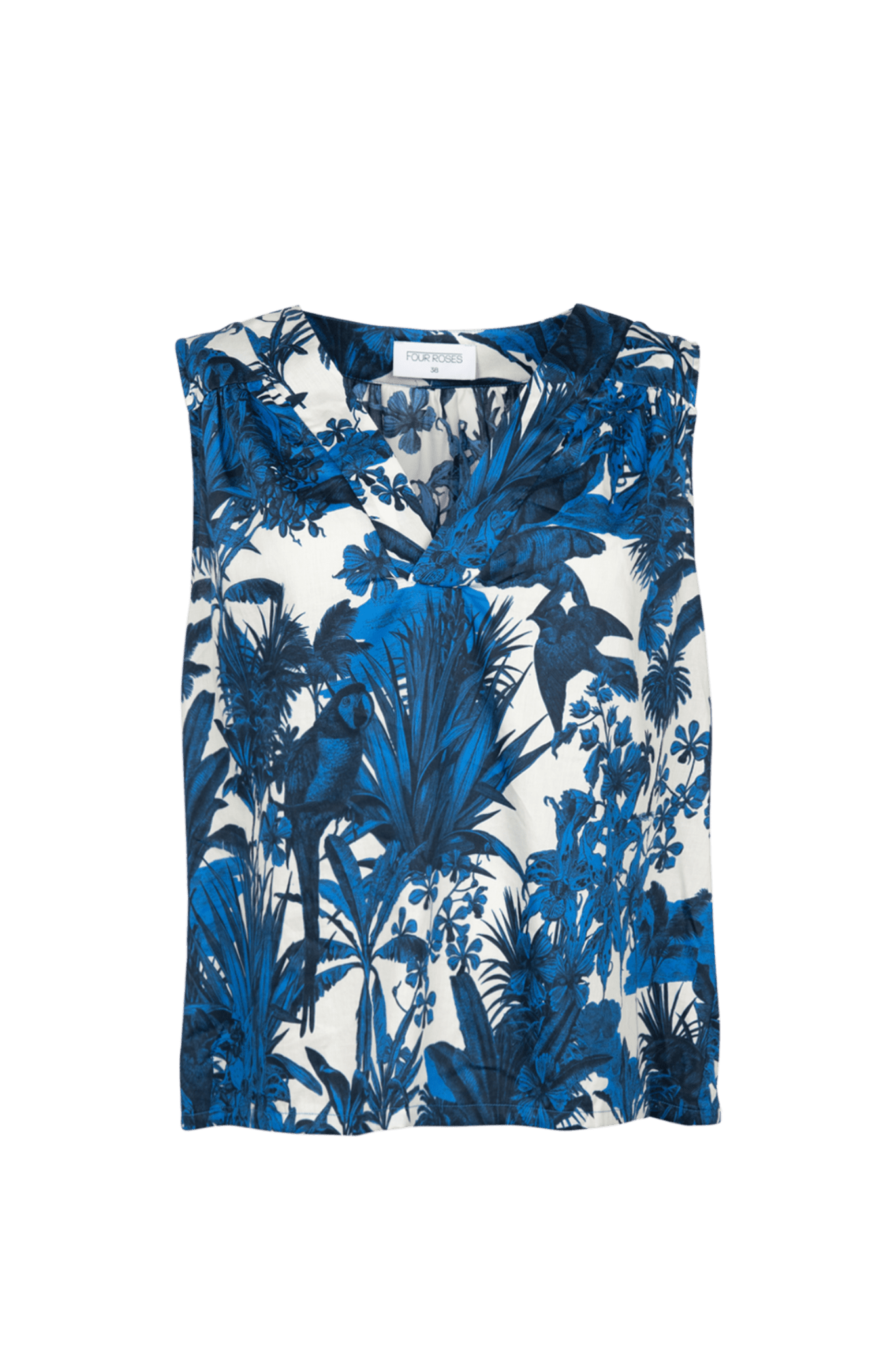 SLEEVELESS TOP WITH BOTANICAL PRINT (9119) - Four Roses