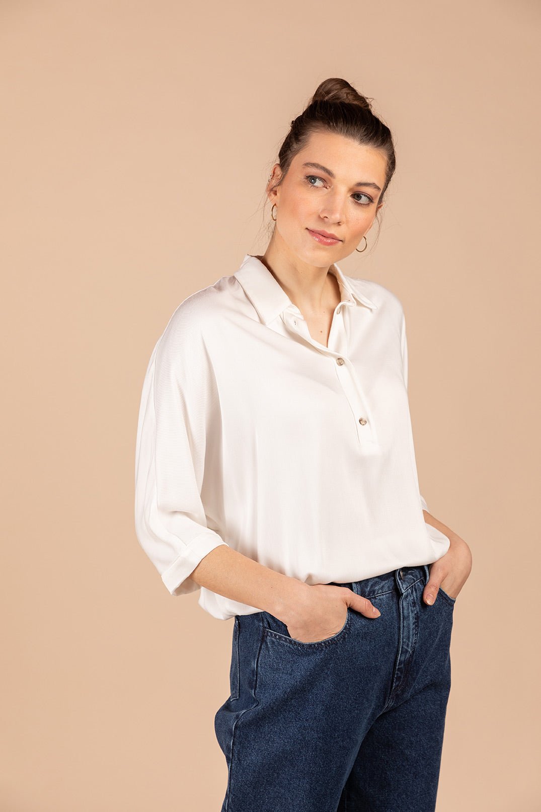 OVERSIZED BLOUSE IN VISCOSE (7553) - Four Roses