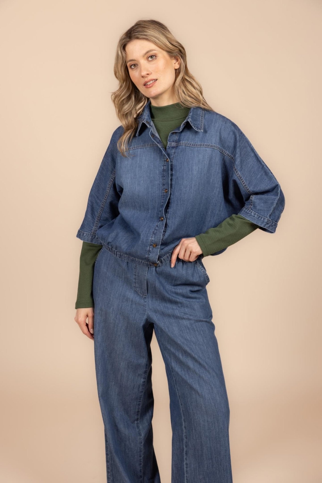SOEPELVALLENDE BLAUWE DENIM MET ELASTIEK (9658) - Four Roses