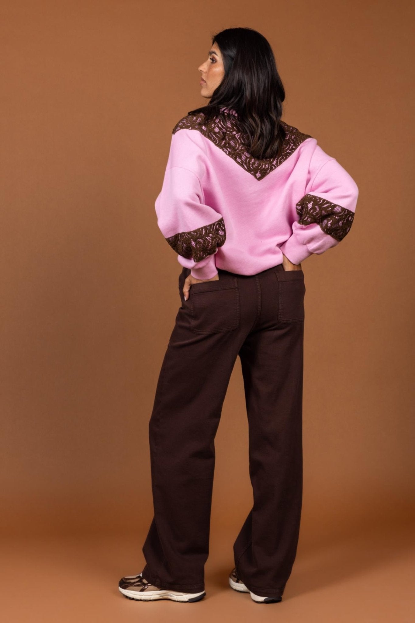 STATEMENT SWEATER MET KANT IN PITTIG ROZE (9562) - Four Roses
