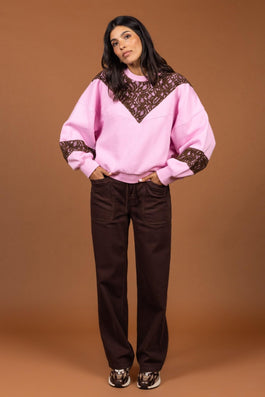 STATEMENT SWEATER MET KANT IN PITTIG ROZE (9562) - Four Roses