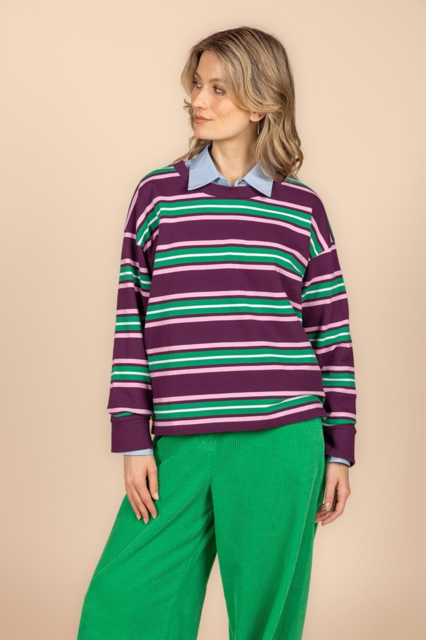 SWEATER MET KLEURRIJKE STREEP (9549) - Four Roses